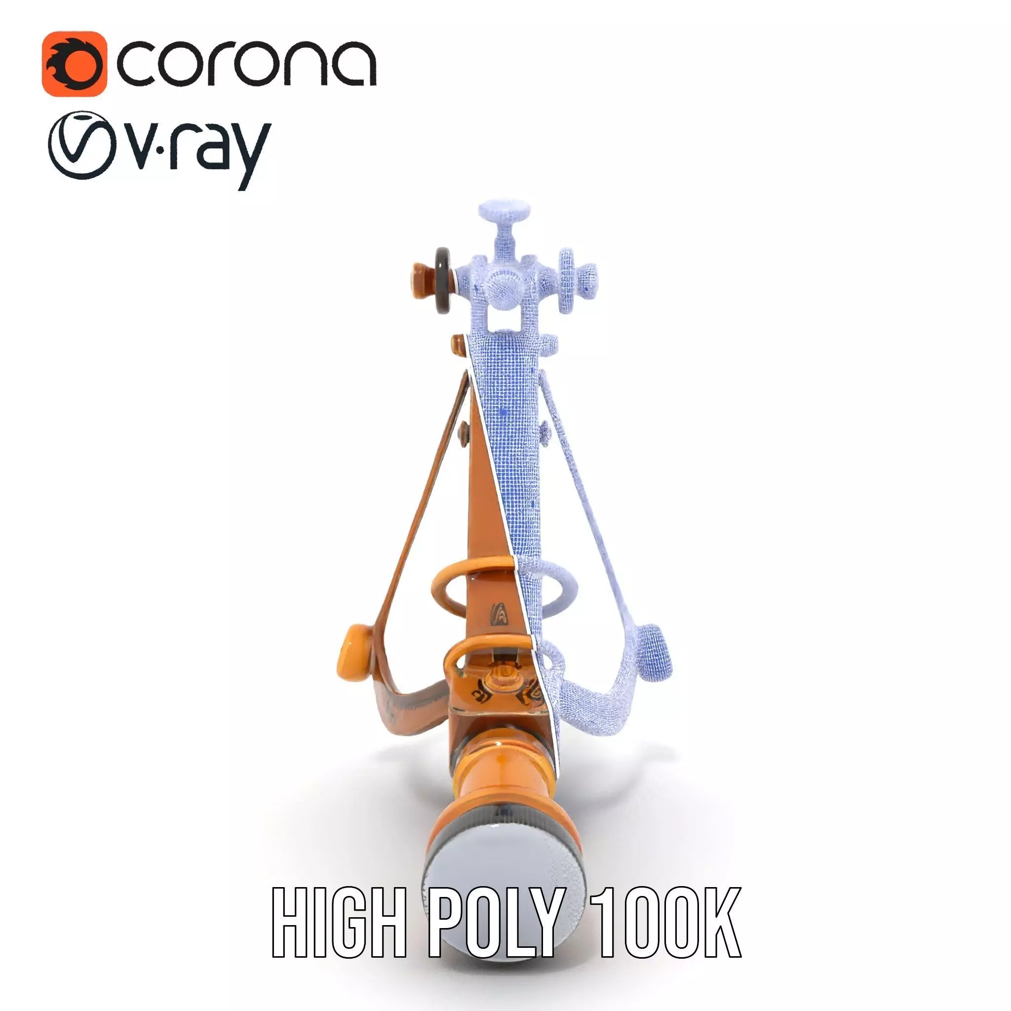 Vintage Brass Sextant model pack Low-poly 3D model_34