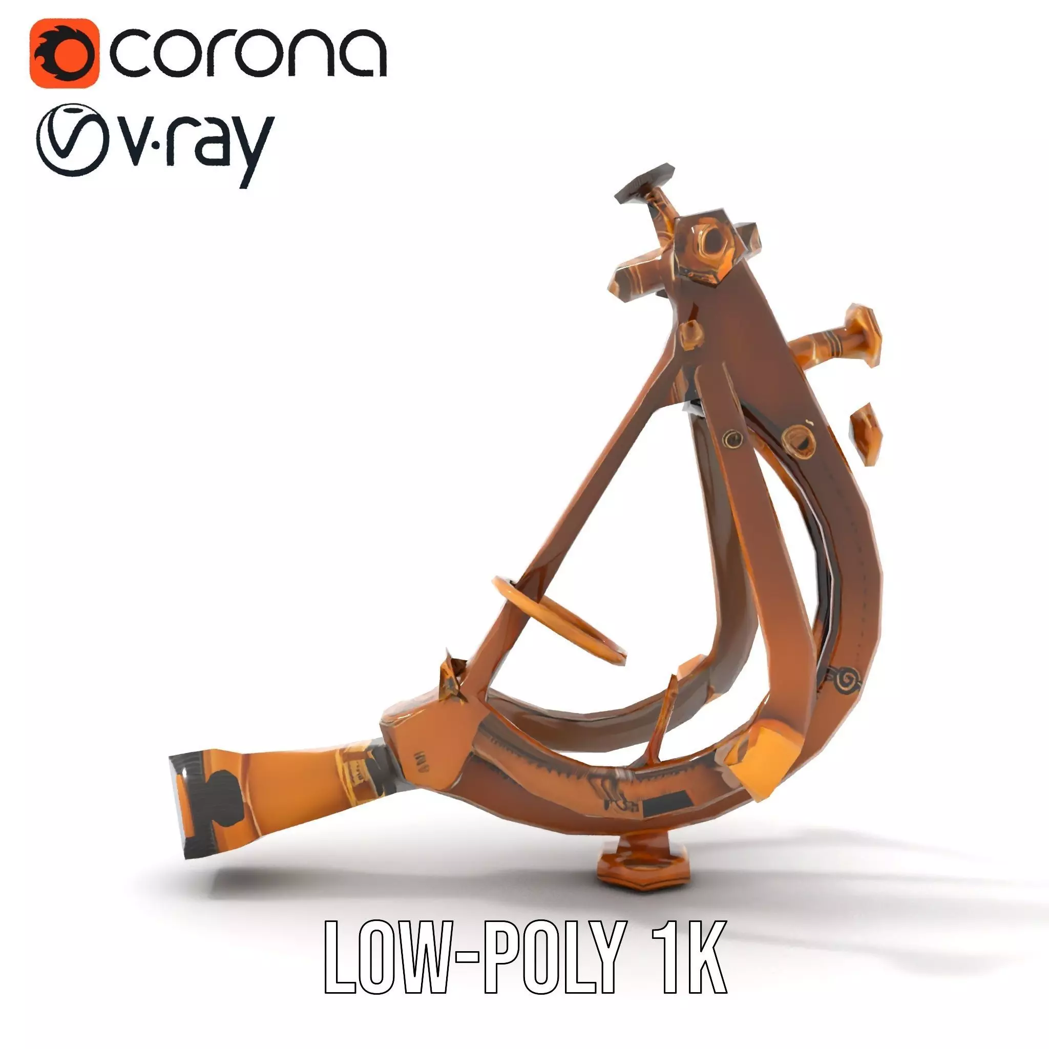 Vintage Brass Sextant model pack Low-poly 3D model_14