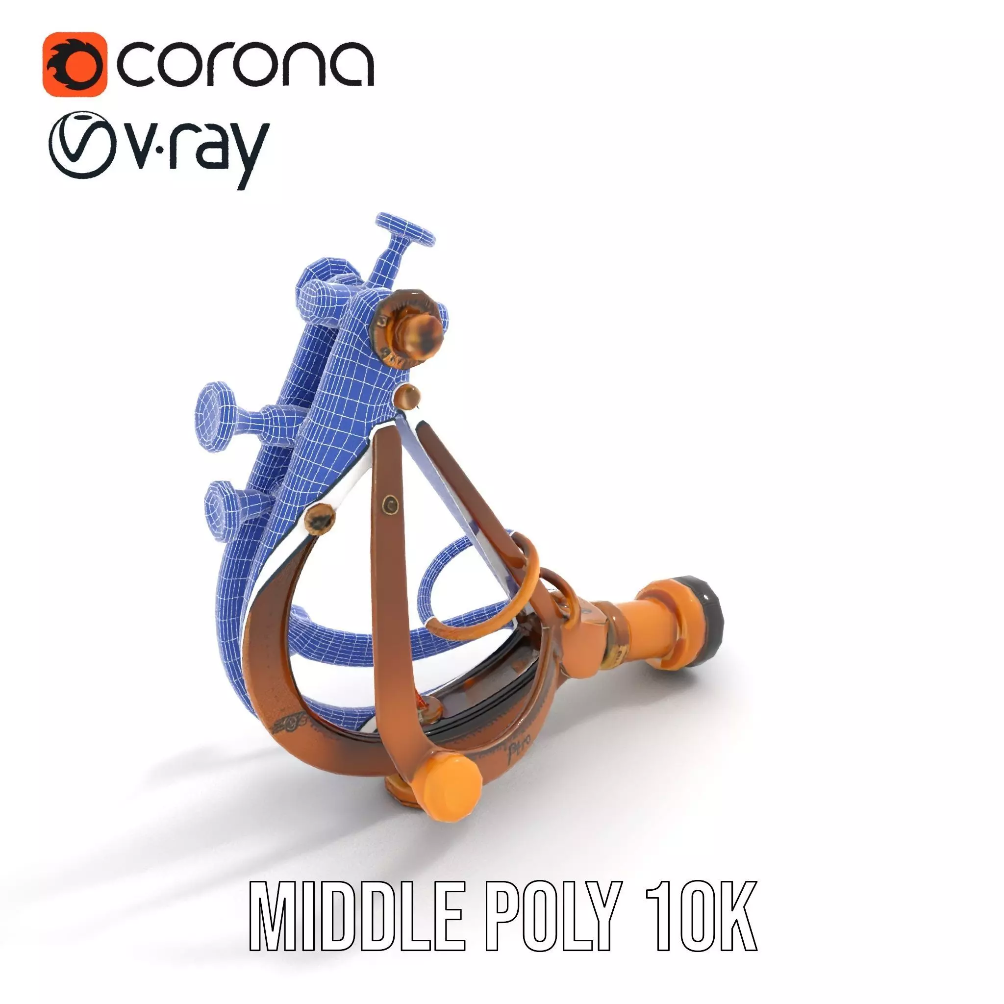 Vintage Brass Sextant model pack Low-poly 3D model_26