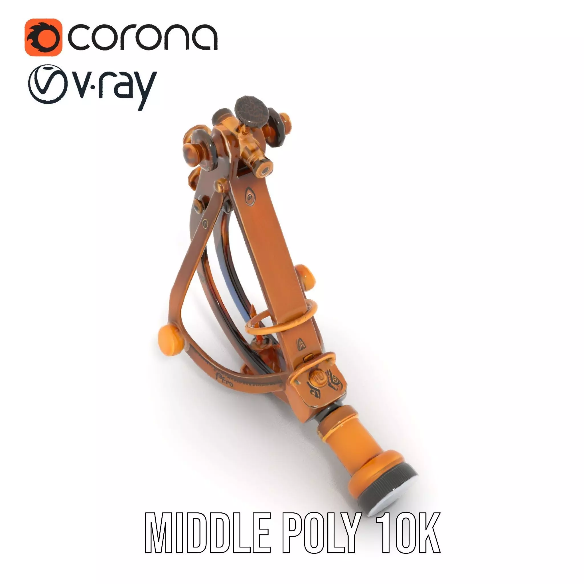 Vintage Brass Sextant model pack Low-poly 3D model_15