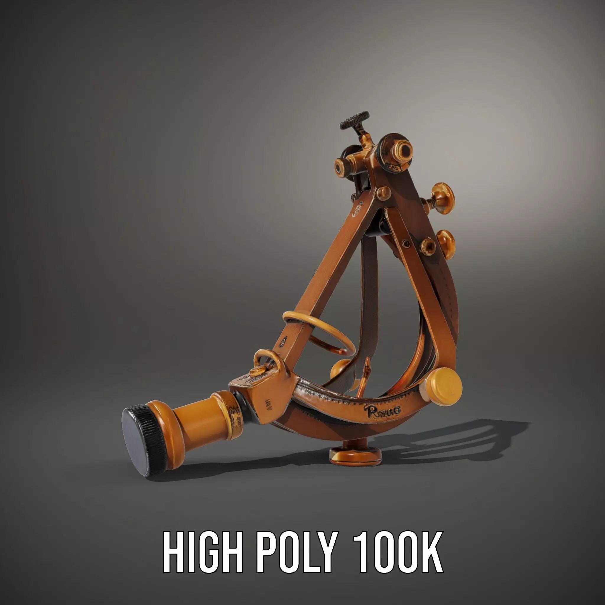 Vintage Brass Sextant model pack Low-poly 3D model_8
