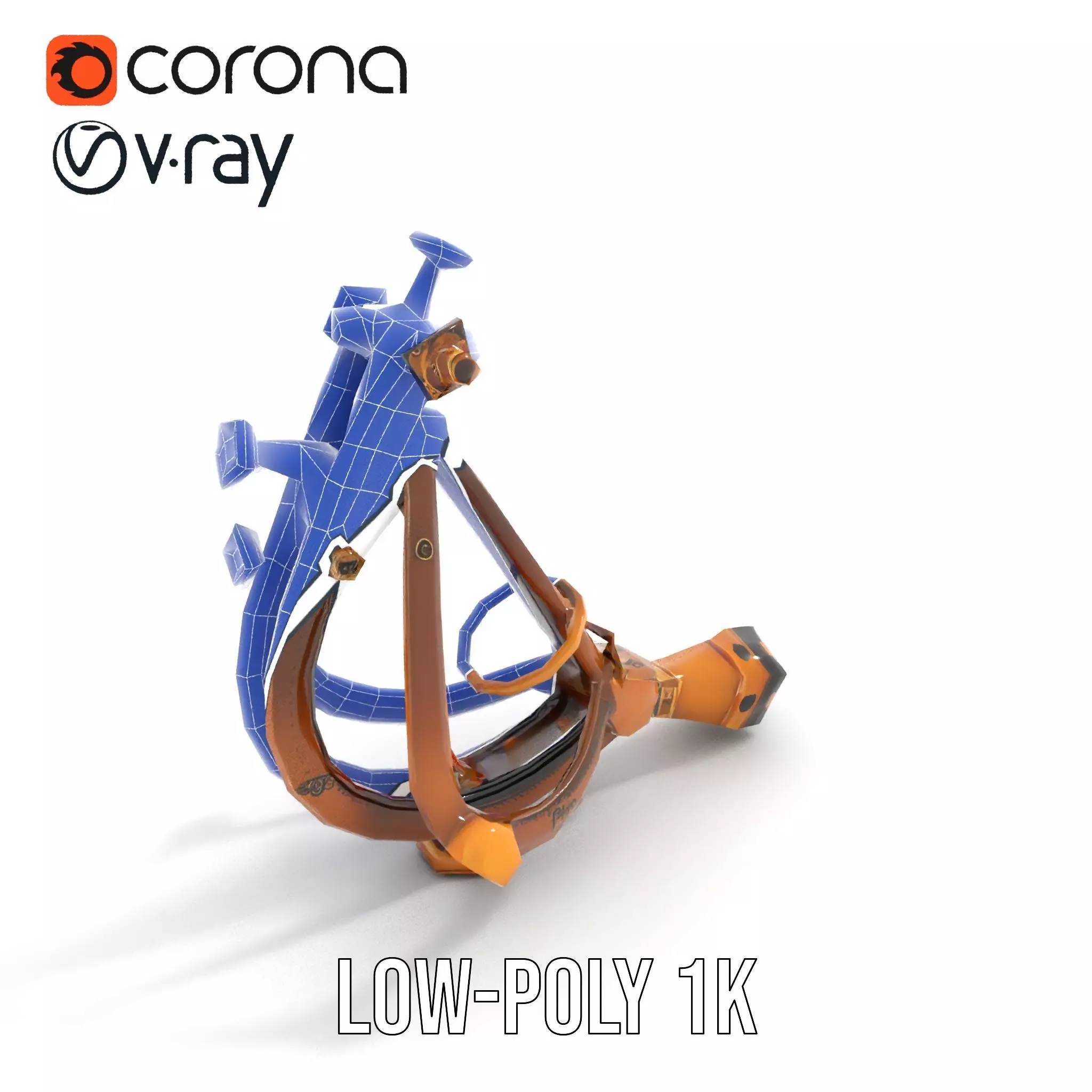 Vintage Brass Sextant model pack Low-poly 3D model_19