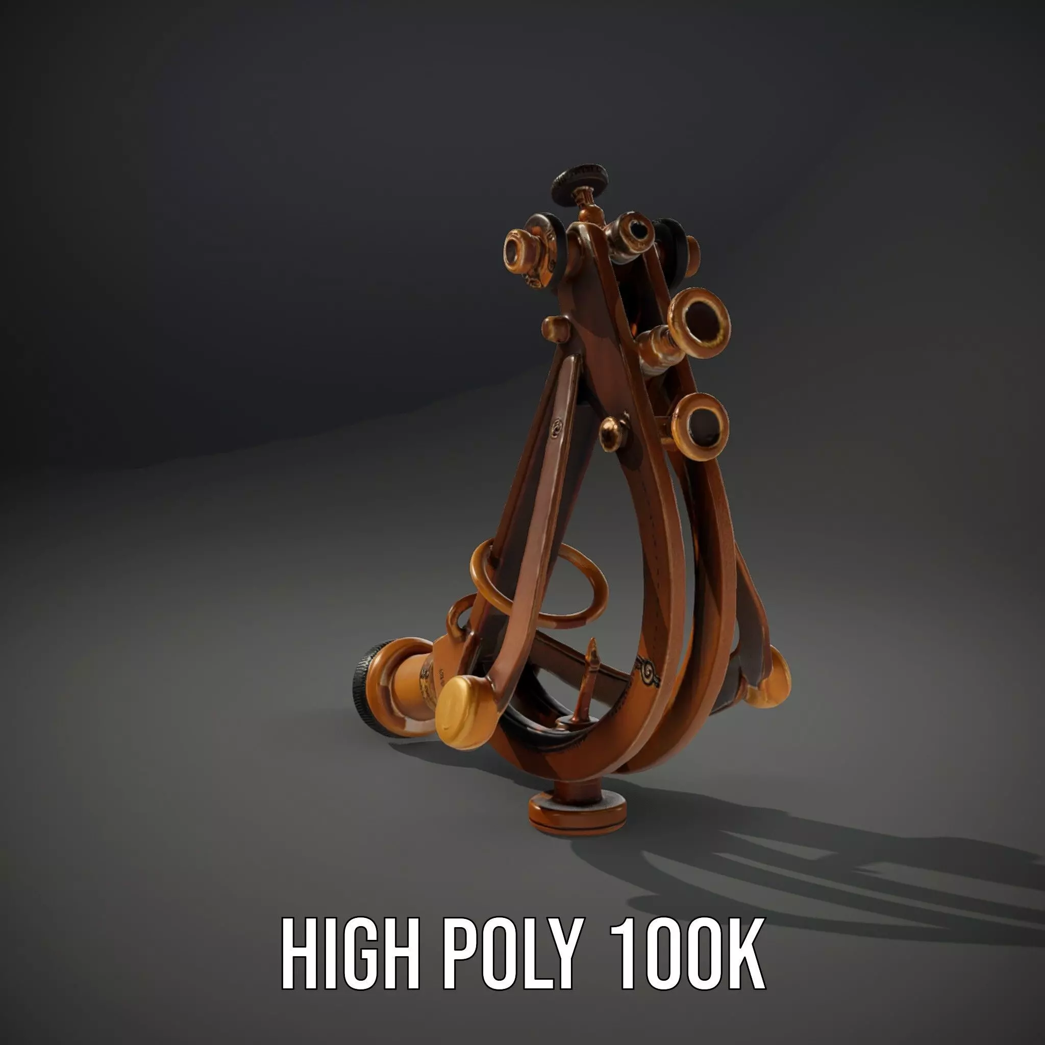 Vintage Brass Sextant model pack Low-poly 3D model_10