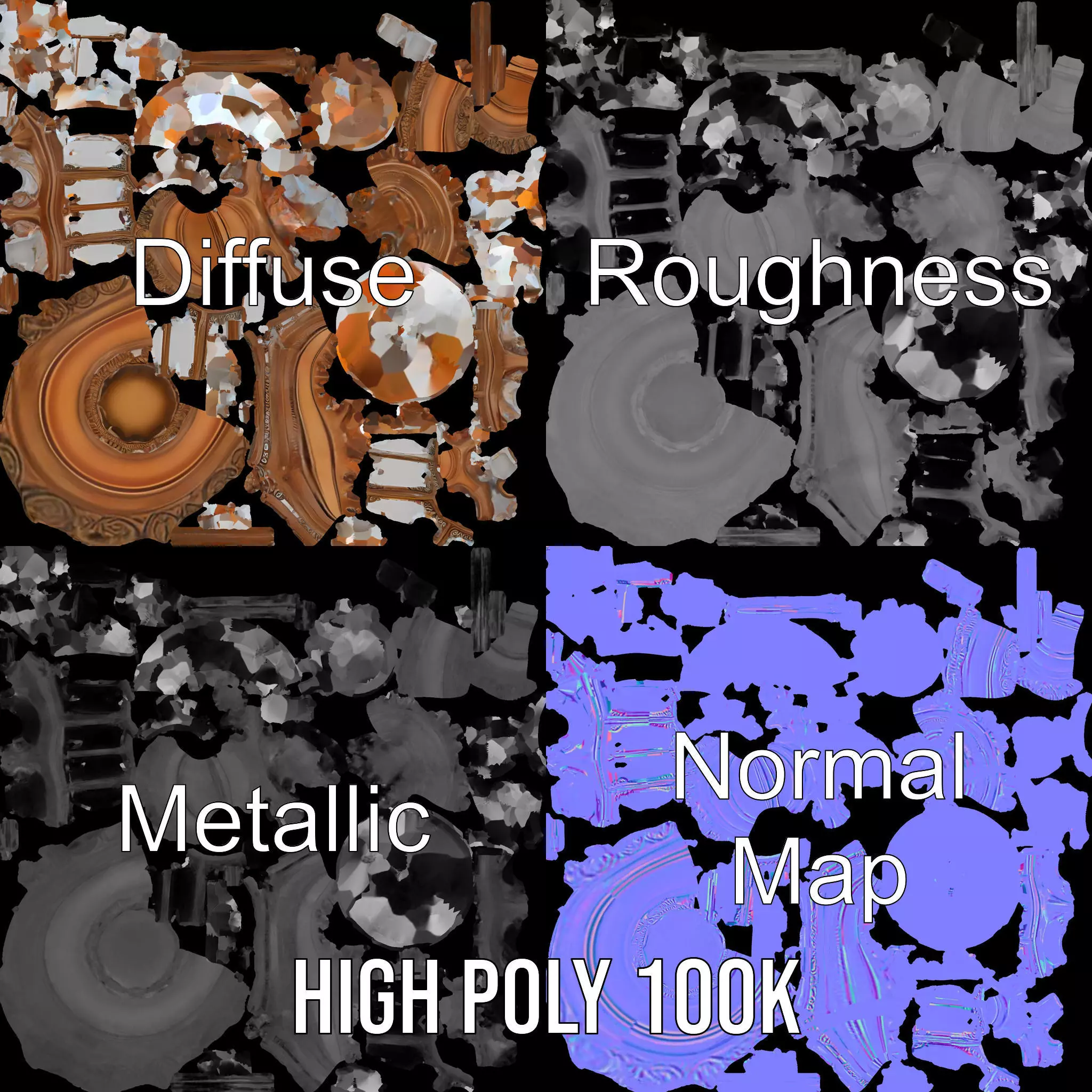 Ornate Brass Lantern model pack Low-poly 3D model_3