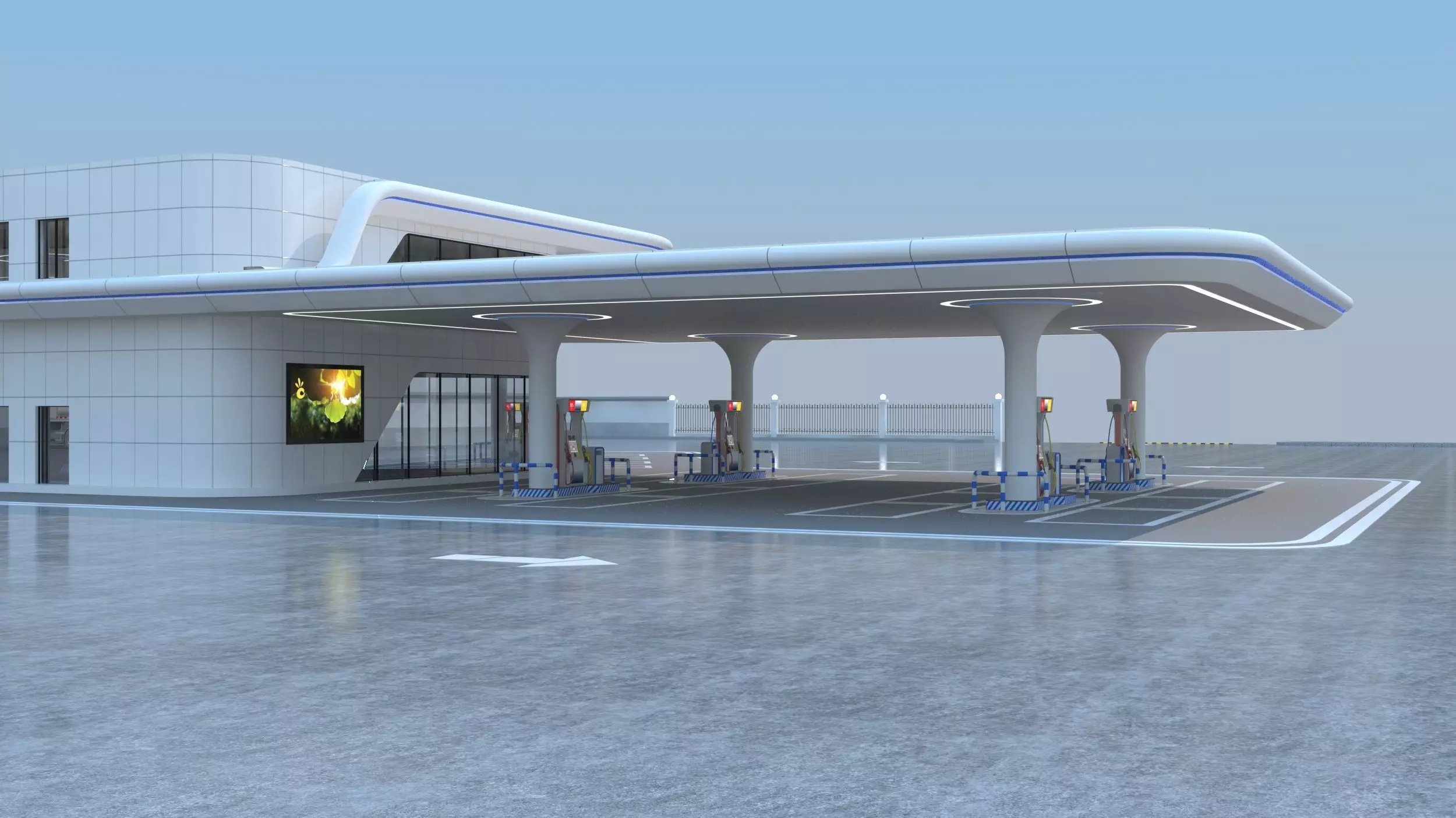 Gas station 3D model_3