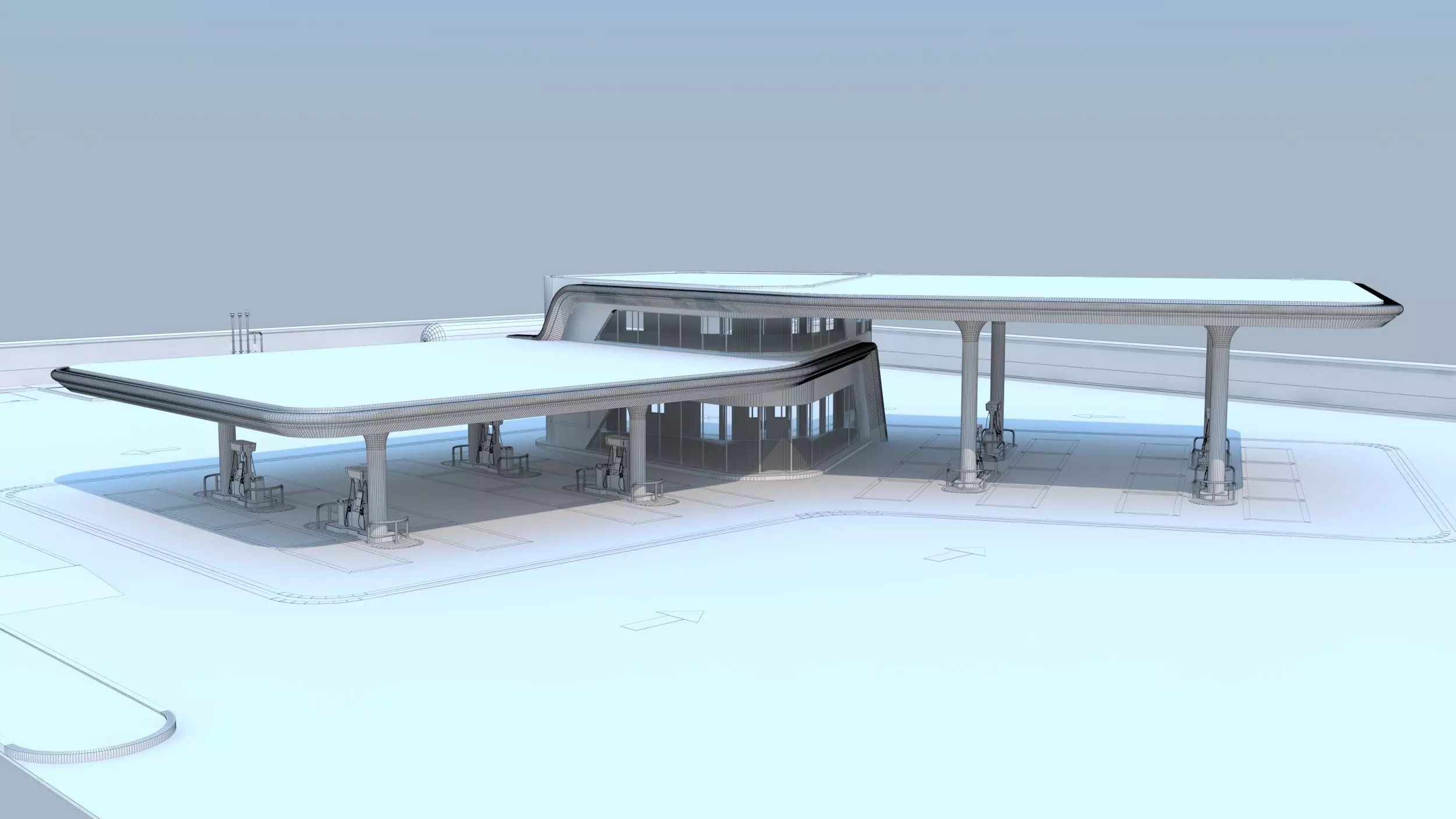 Gas station 3D model_7