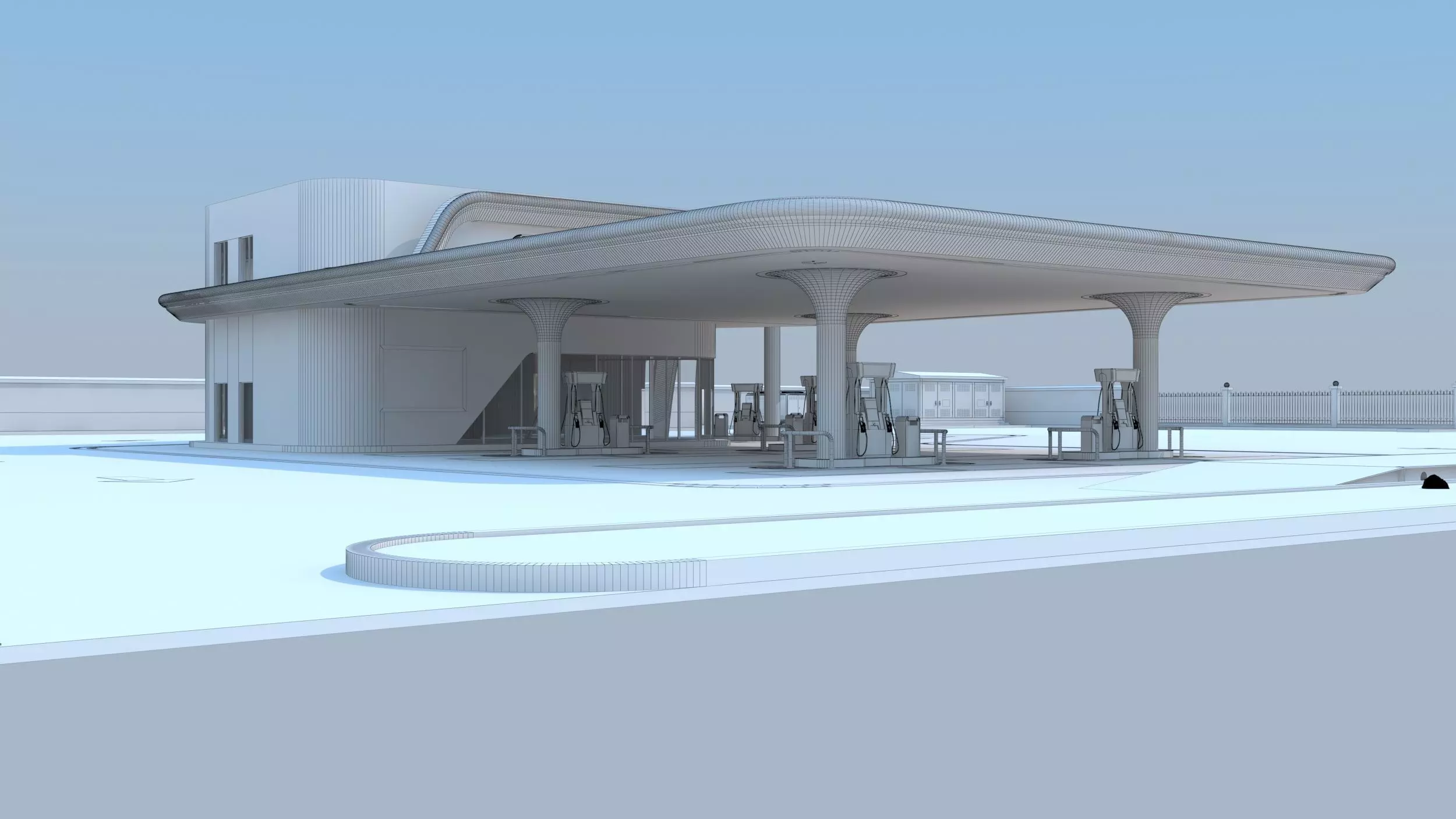 Gas station 3D model_8
