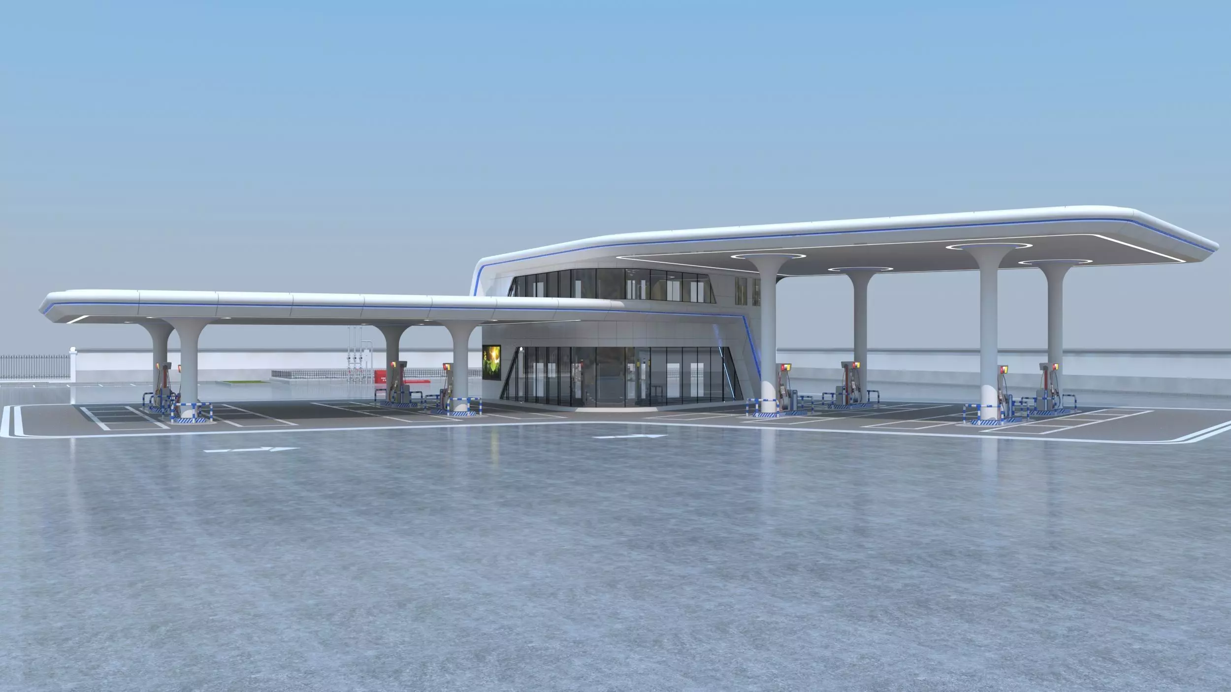 Gas station 3D model_4