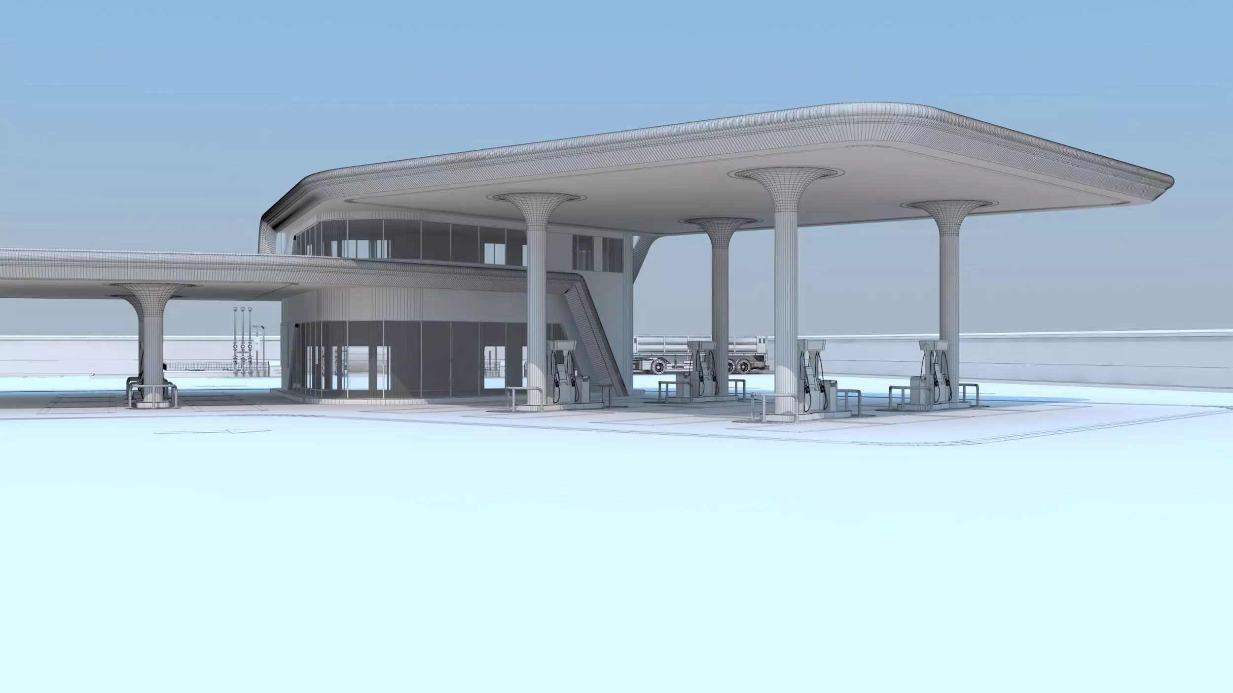 Gas station 3D model_9