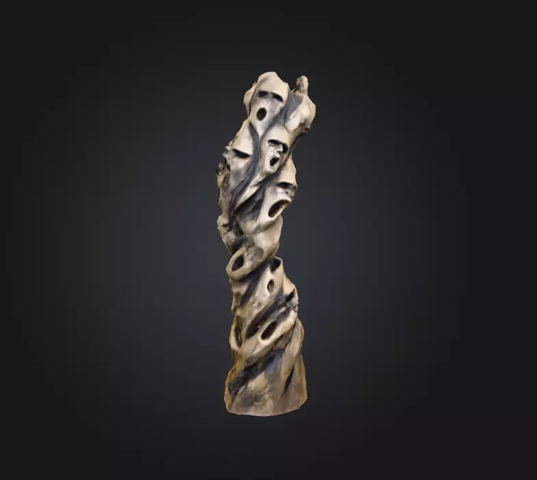 Wooden Totem of Whispering Souls Low-poly 3D model_1