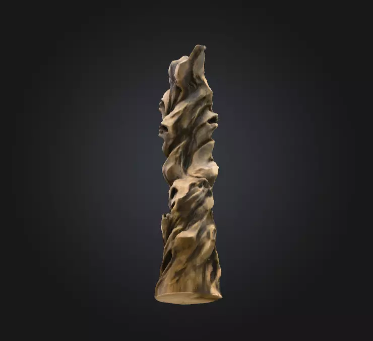 Wooden Totem of Whispering Souls Low-poly 3D model_12