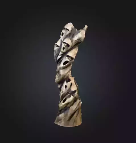 Wooden Totem of Whispering Souls Low-poly 3D model