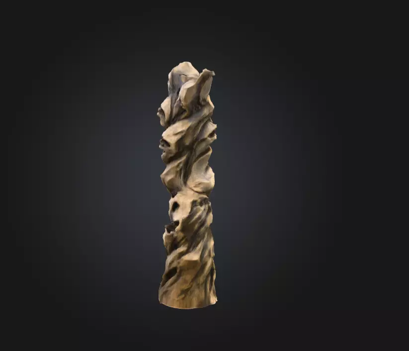 Wooden Totem of Whispering Souls Low-poly 3D model_4