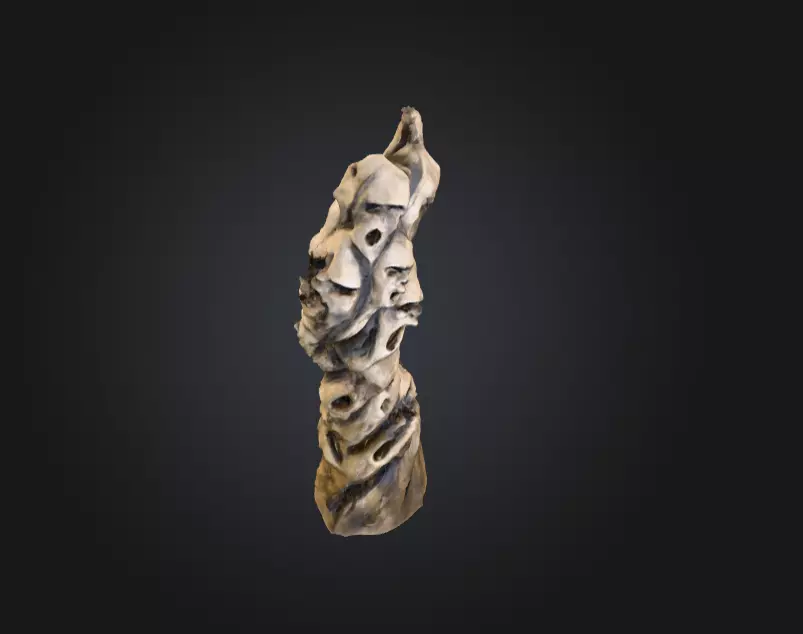 Wooden Totem of Whispering Souls Low-poly 3D model_7
