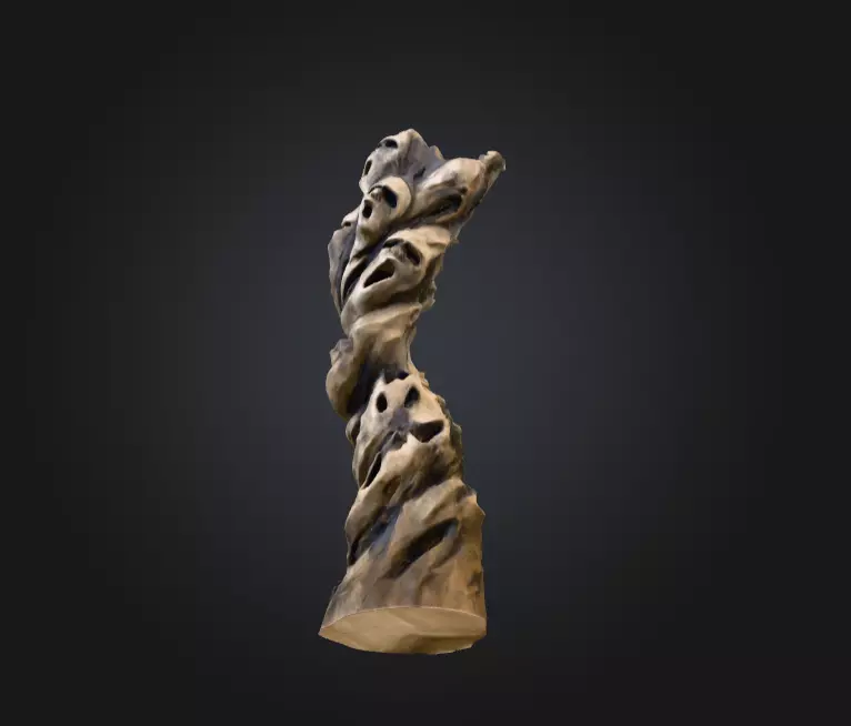 Wooden Totem of Whispering Souls Low-poly 3D model_10