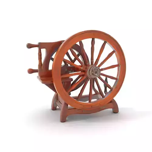 Antique Wooden Spinning Wheel model pack Low-poly 3D model