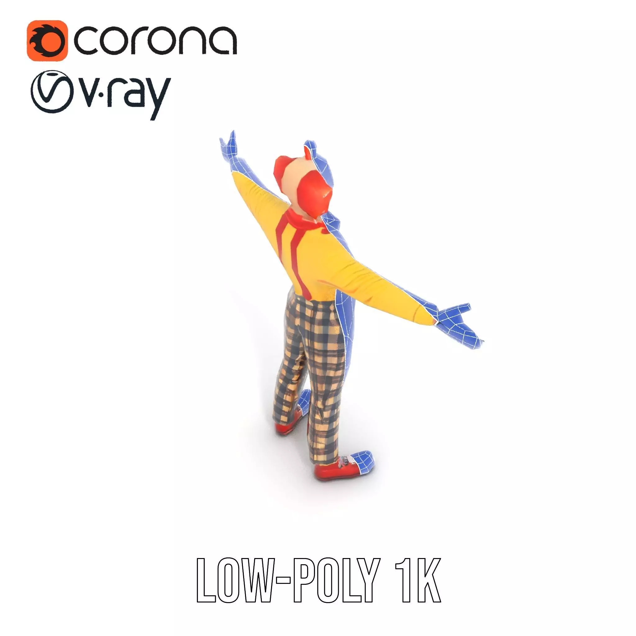 Cheerful Clown Character model pack Low-poly 3D model_16