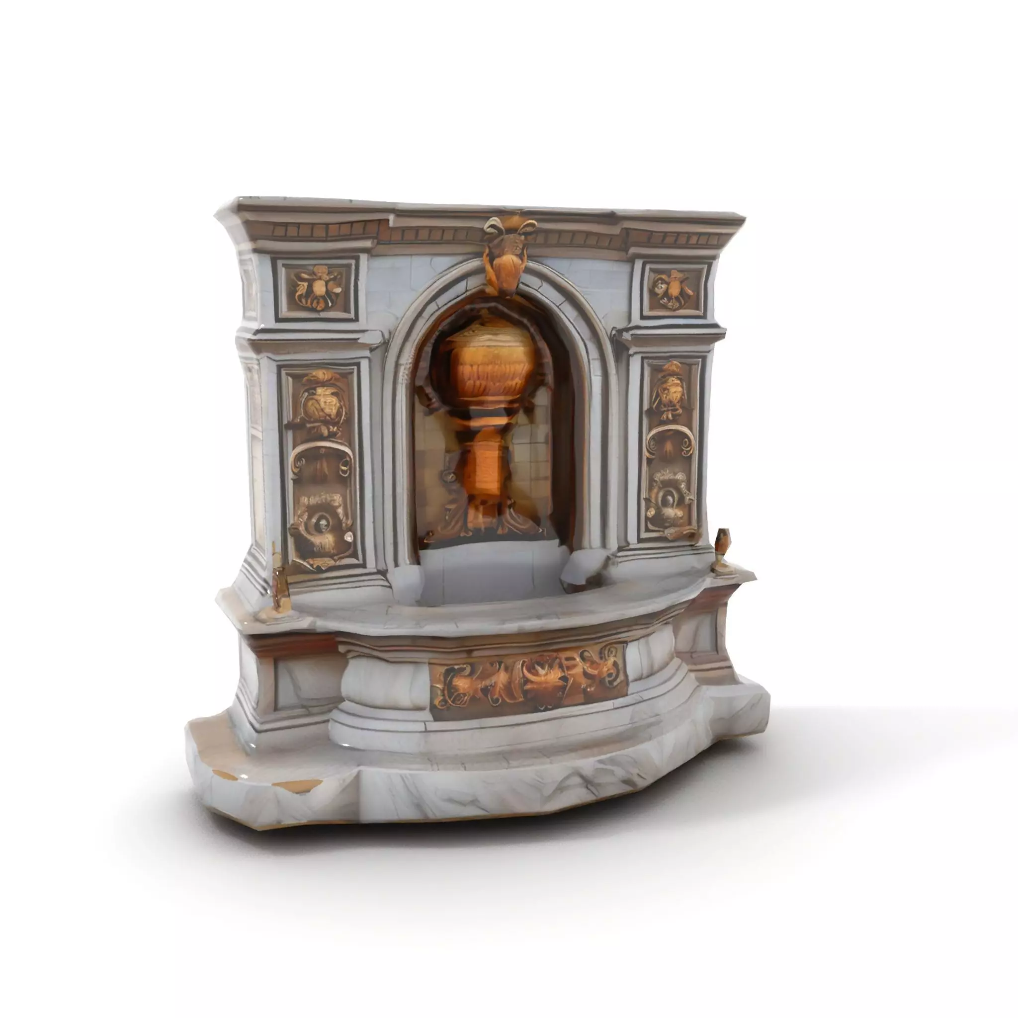 Ornate Fountain Sculpture model pack Low-poly 3D model_12