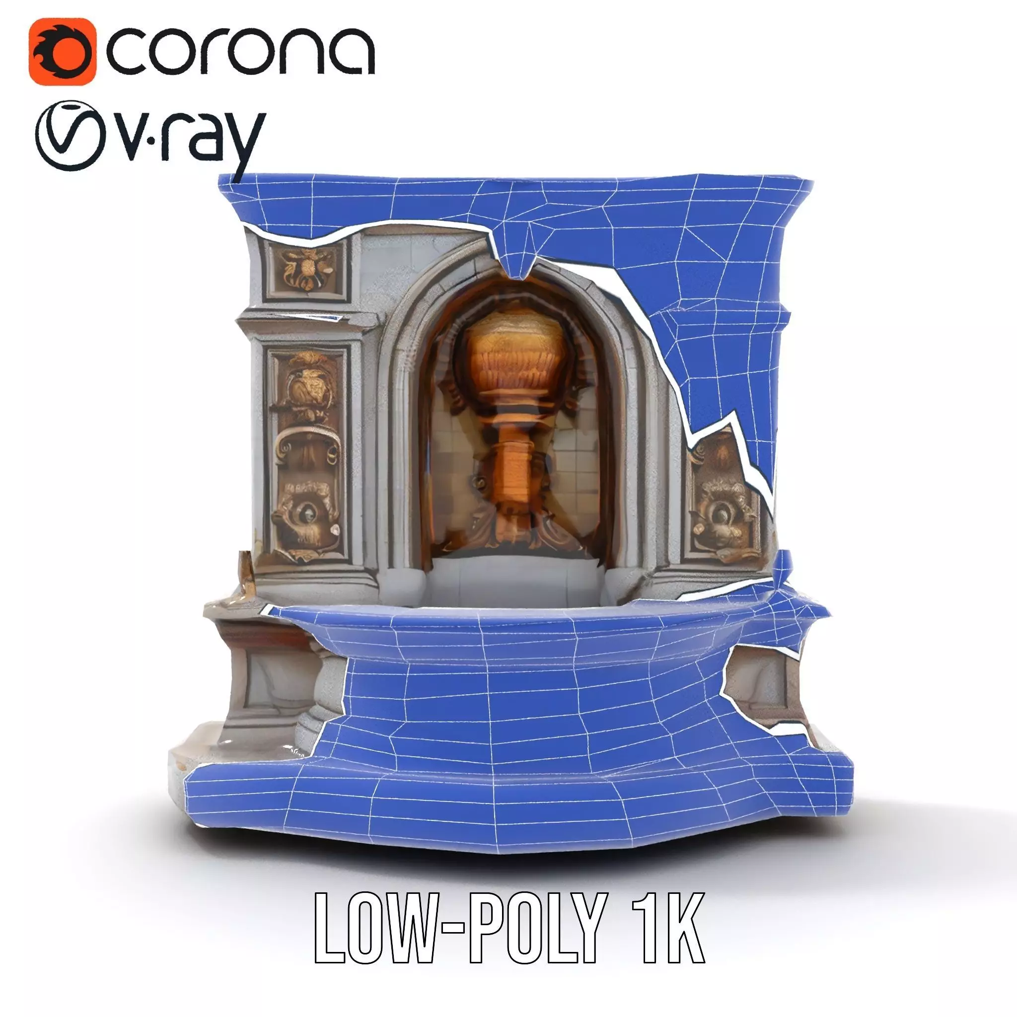 Ornate Fountain Sculpture model pack Low-poly 3D model_25