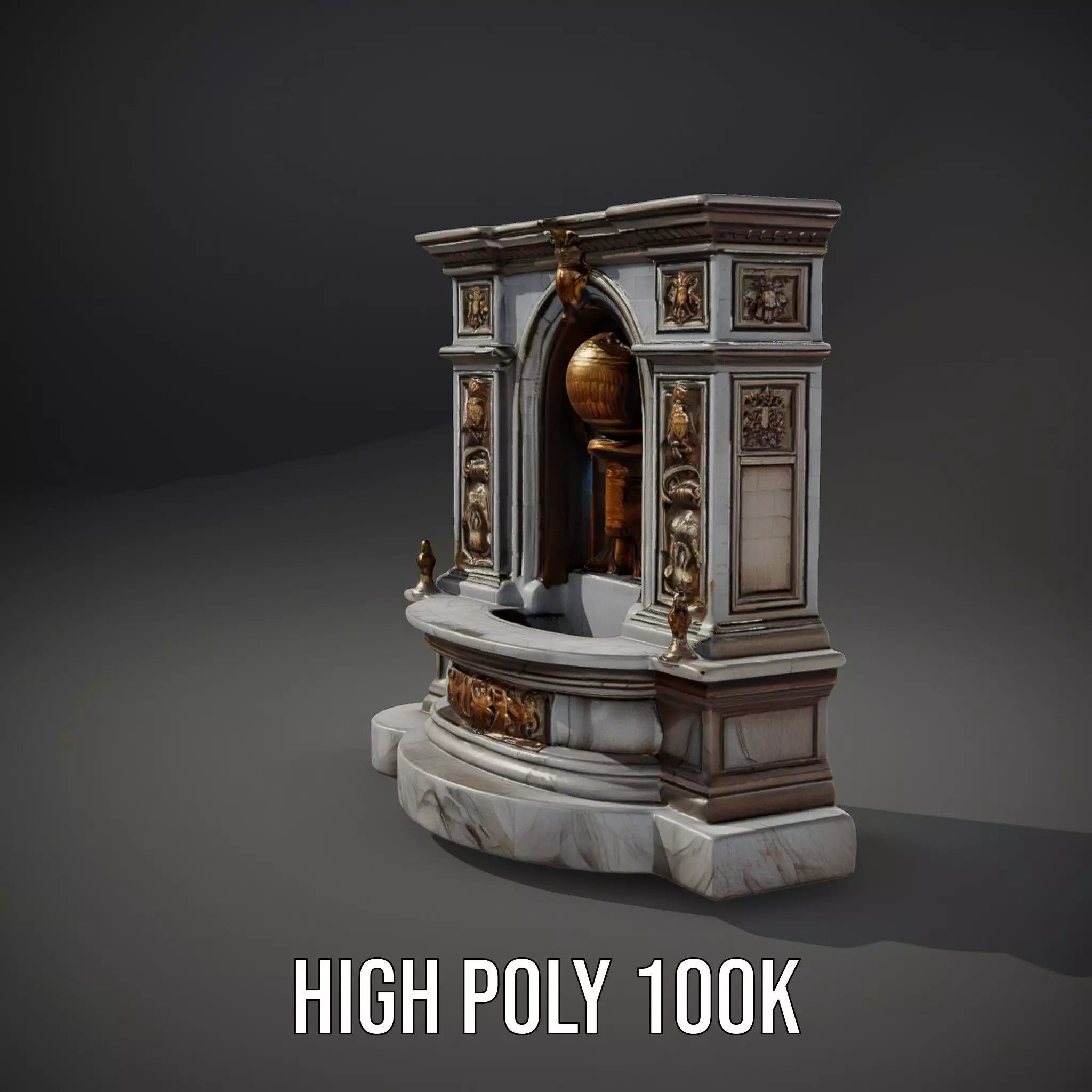 Ornate Fountain Sculpture model pack Low-poly 3D model_8