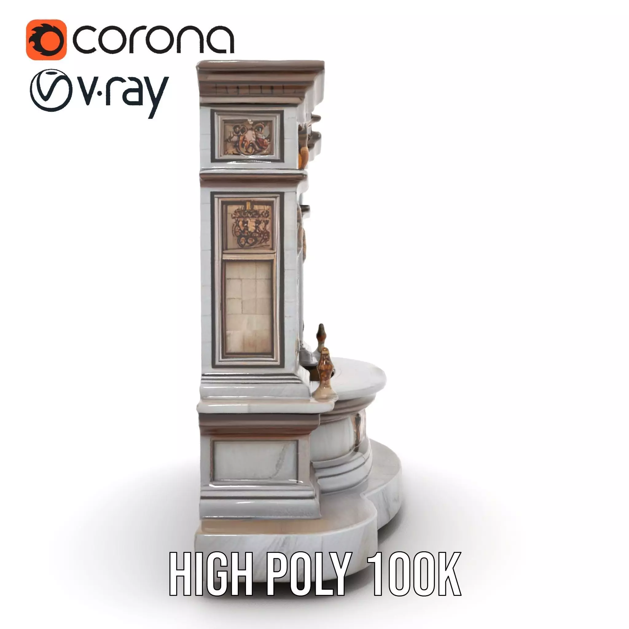 Ornate Fountain Sculpture model pack Low-poly 3D model_26