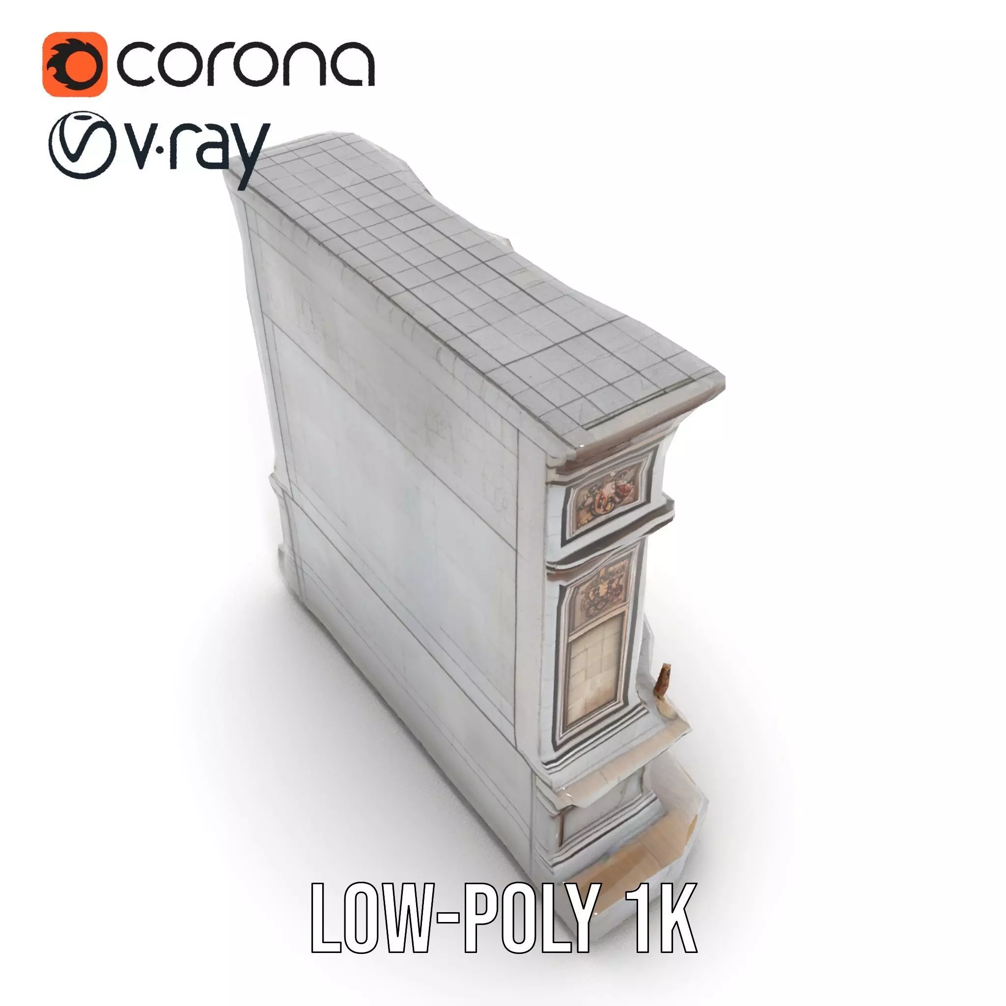 Ornate Fountain Sculpture model pack Low-poly 3D model_7