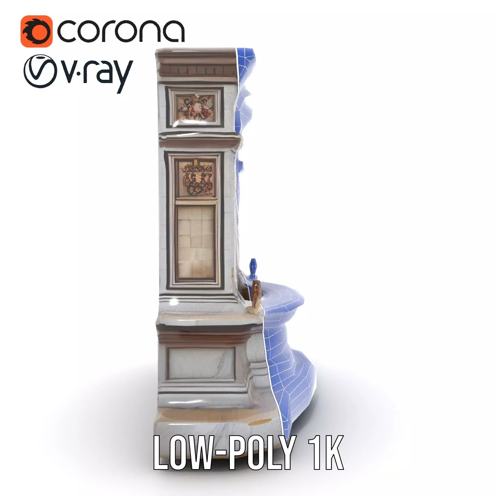 Ornate Fountain Sculpture model pack Low-poly 3D model_22