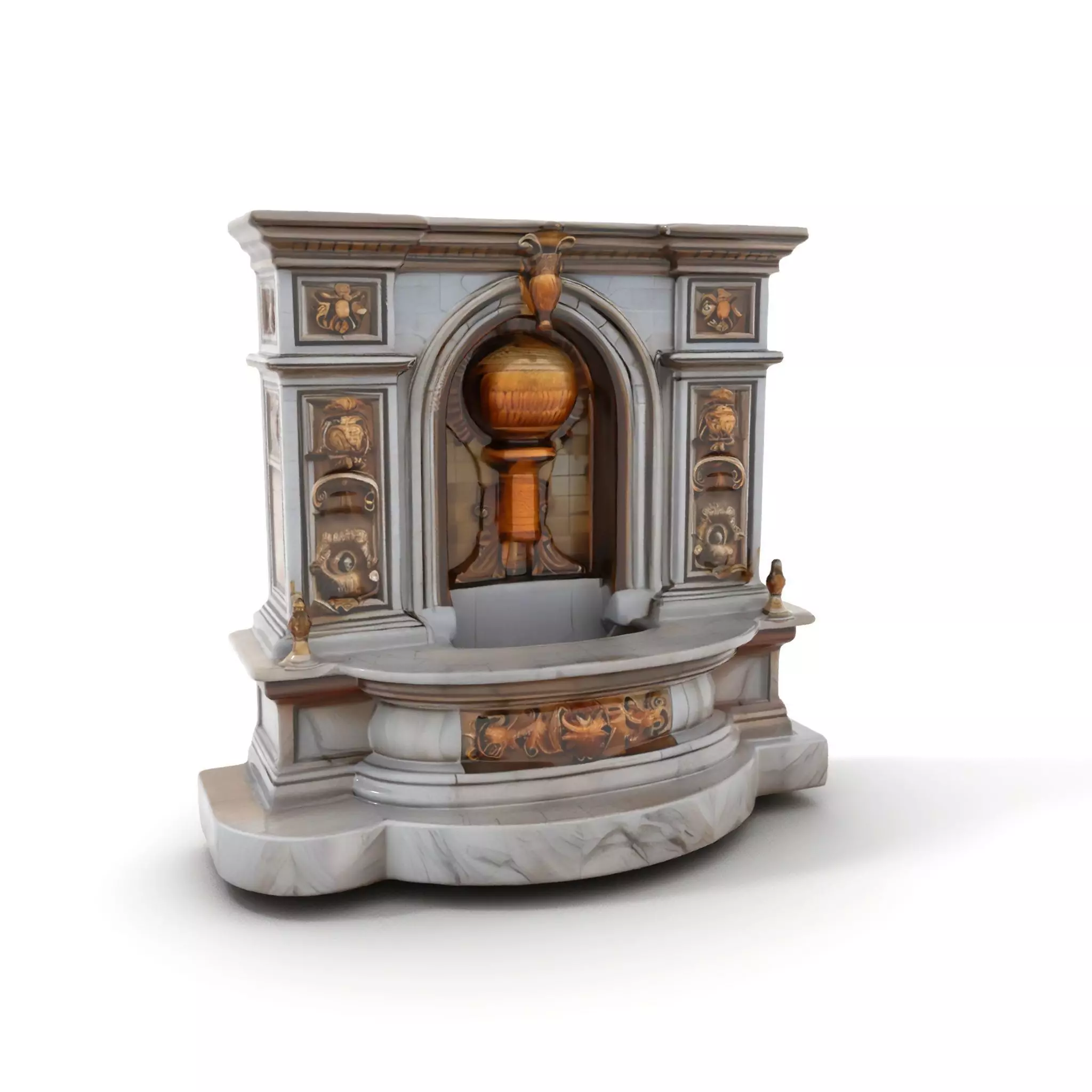 Ornate Fountain Sculpture model pack Low-poly 3D model_0