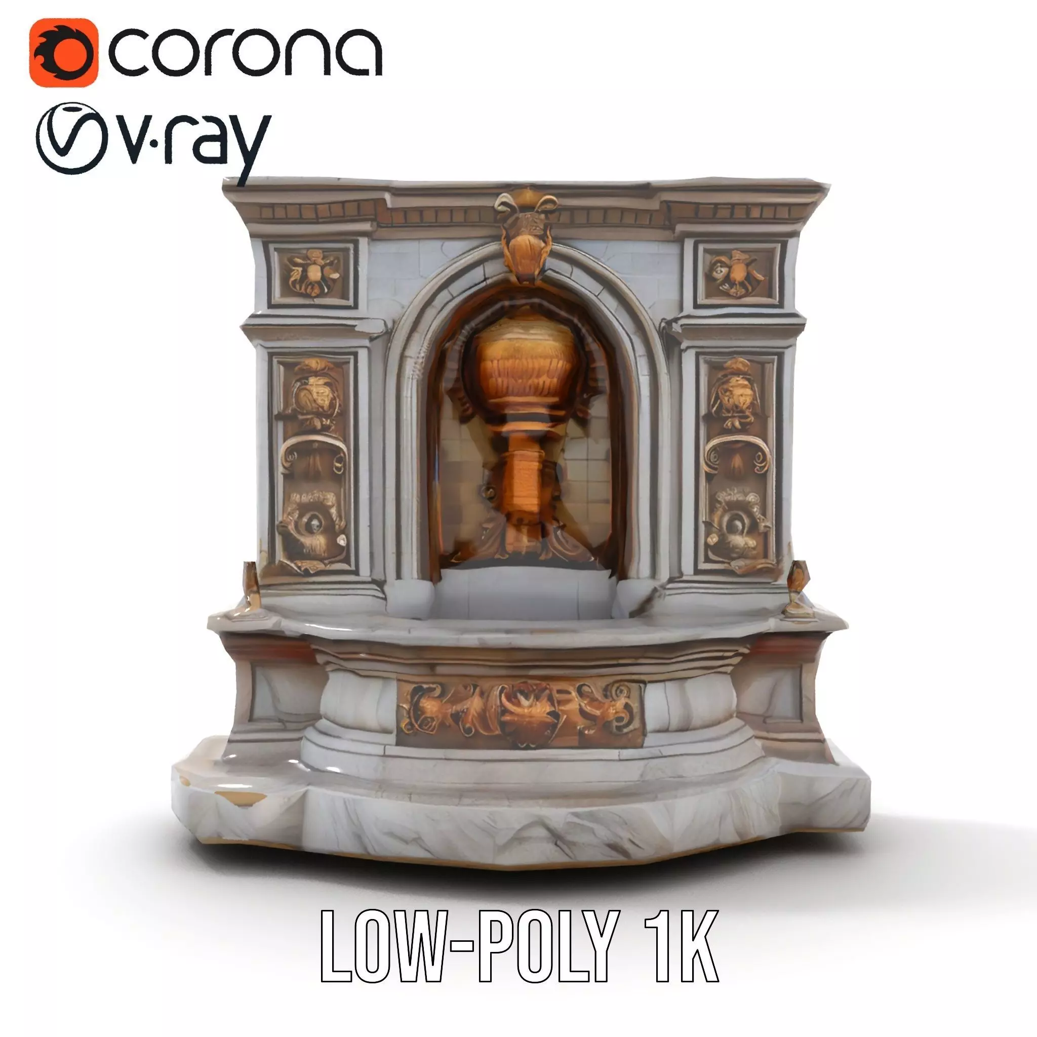 Ornate Fountain Sculpture model pack Low-poly 3D model_19