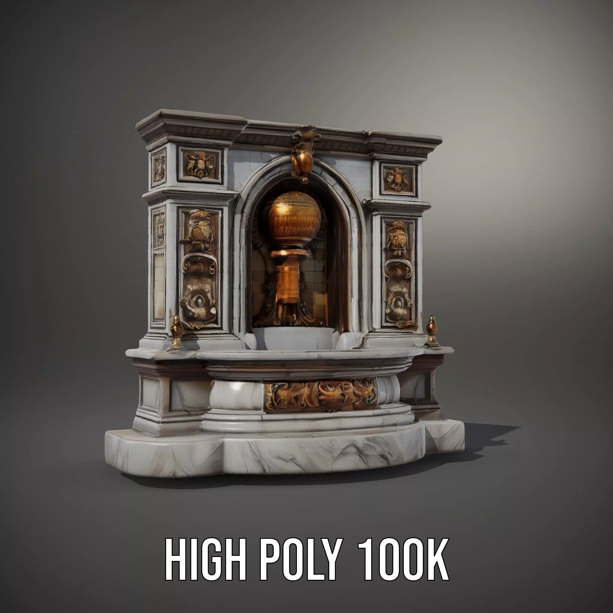 Ornate Fountain Sculpture model pack Low-poly 3D model_10