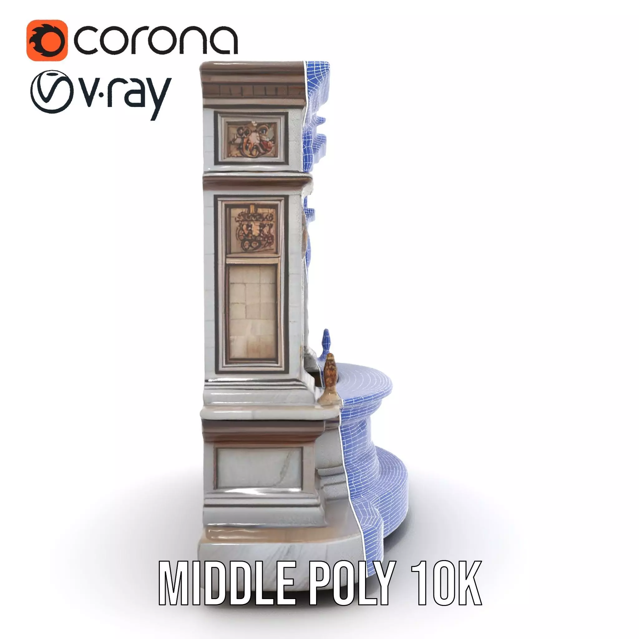 Ornate Fountain Sculpture model pack Low-poly 3D model_27