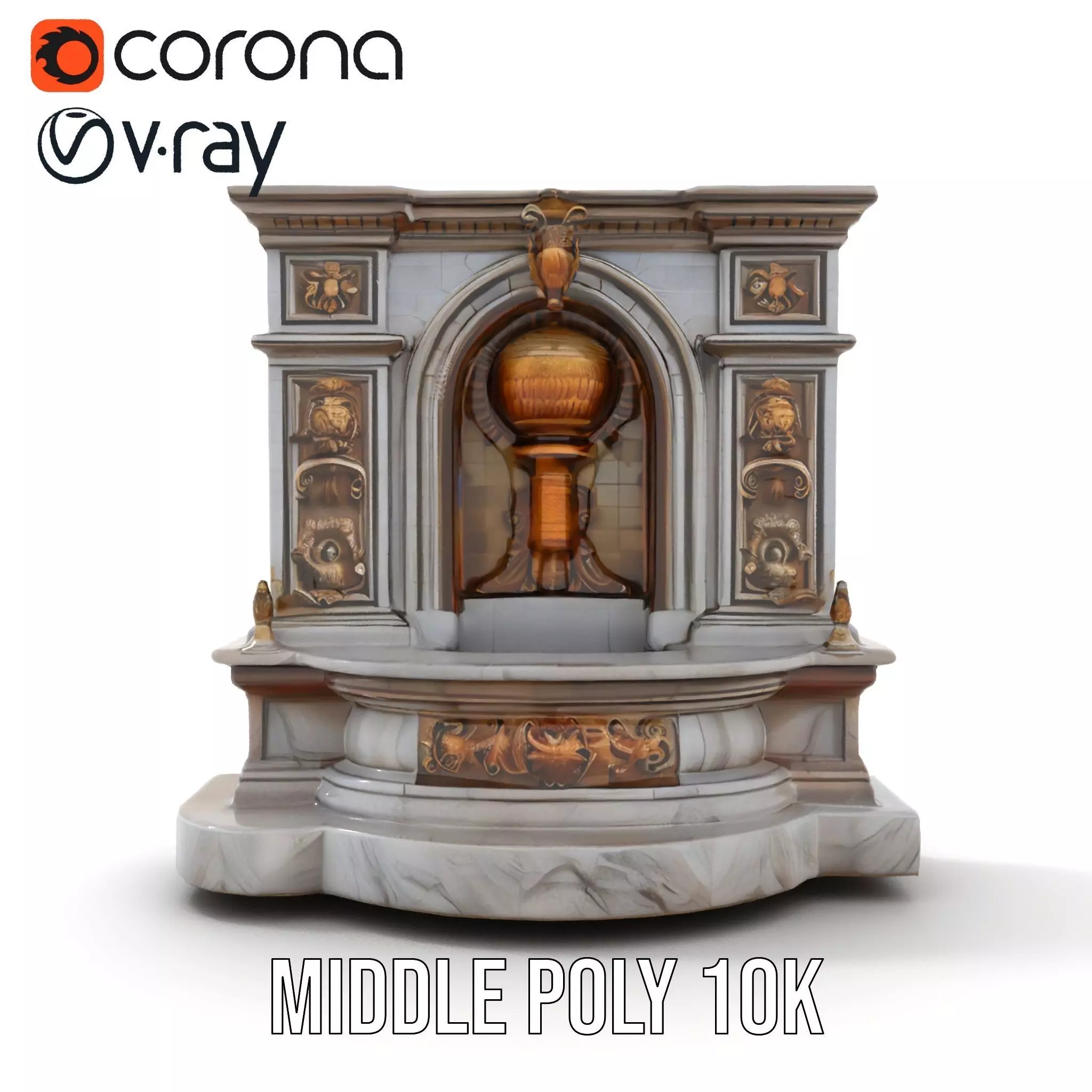 Ornate Fountain Sculpture model pack Low-poly 3D model_24