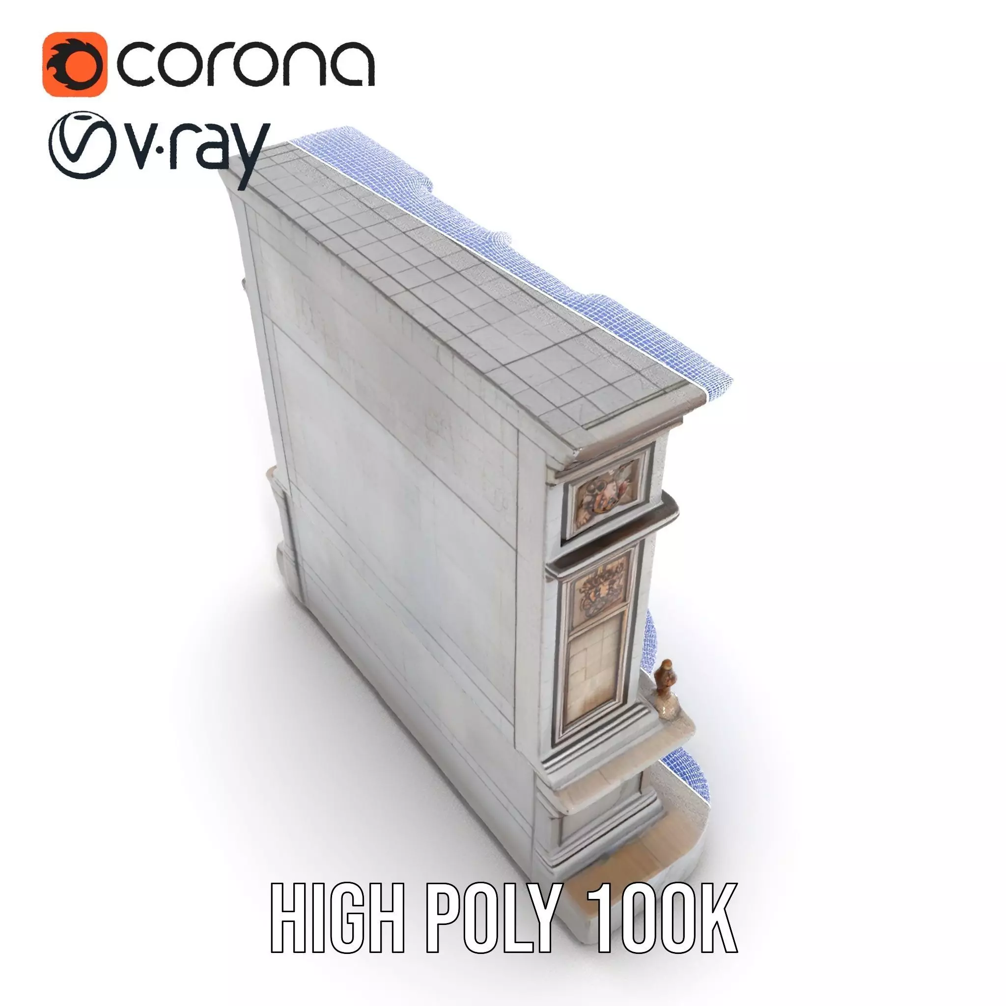 Ornate Fountain Sculpture model pack Low-poly 3D model_32