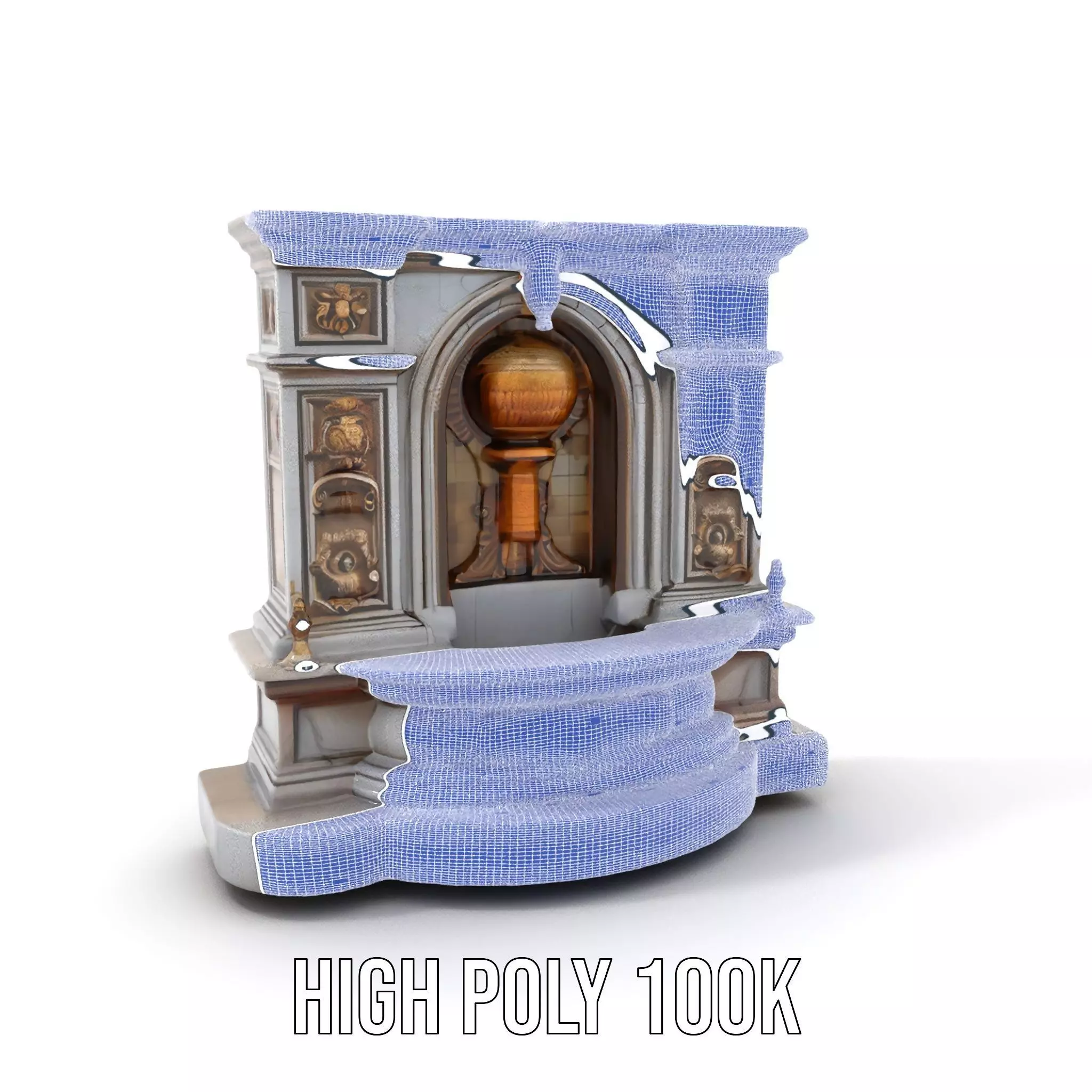 Ornate Fountain Sculpture model pack Low-poly 3D model_4