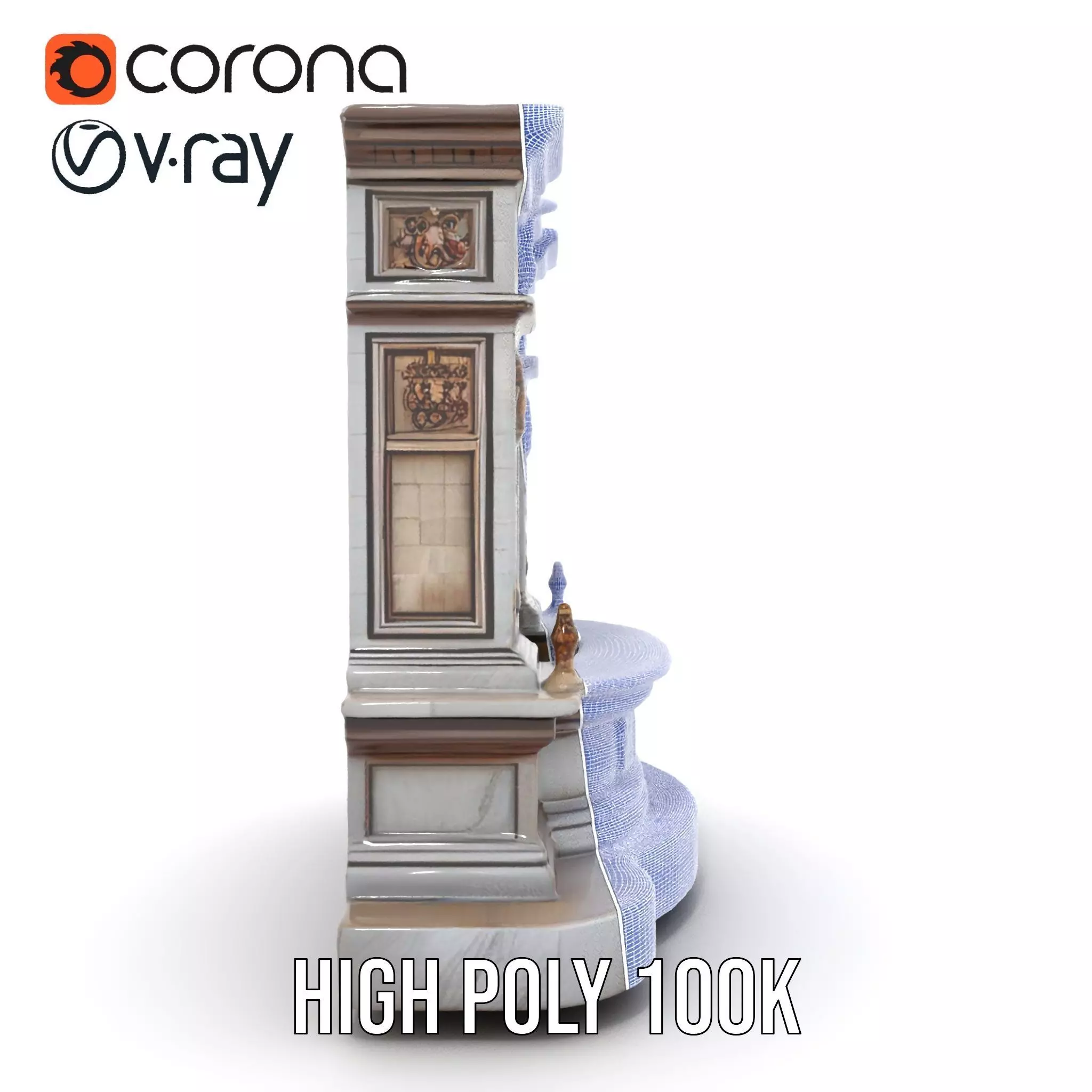 Ornate Fountain Sculpture model pack Low-poly 3D model_33