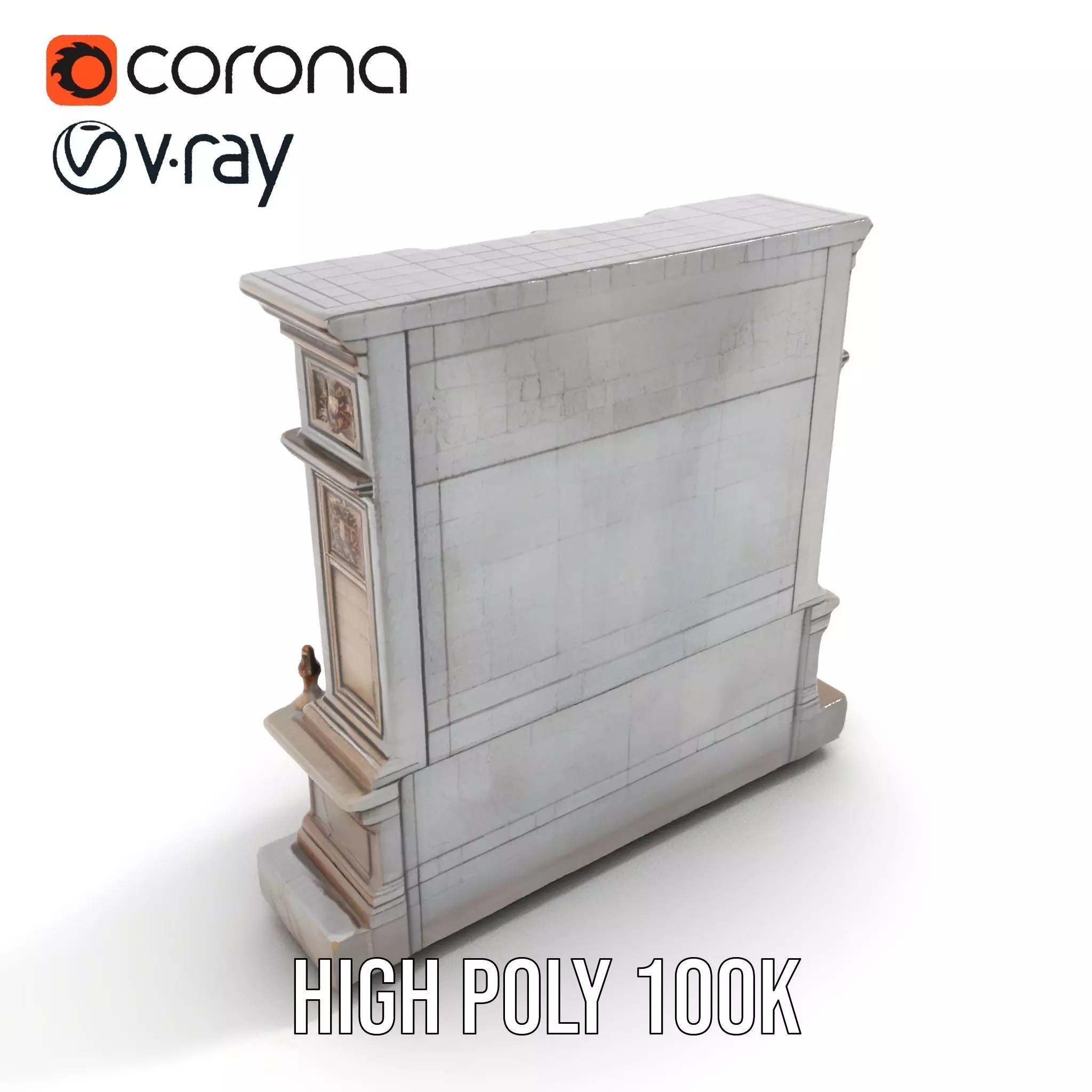 Ornate Fountain Sculpture model pack Low-poly 3D model_15