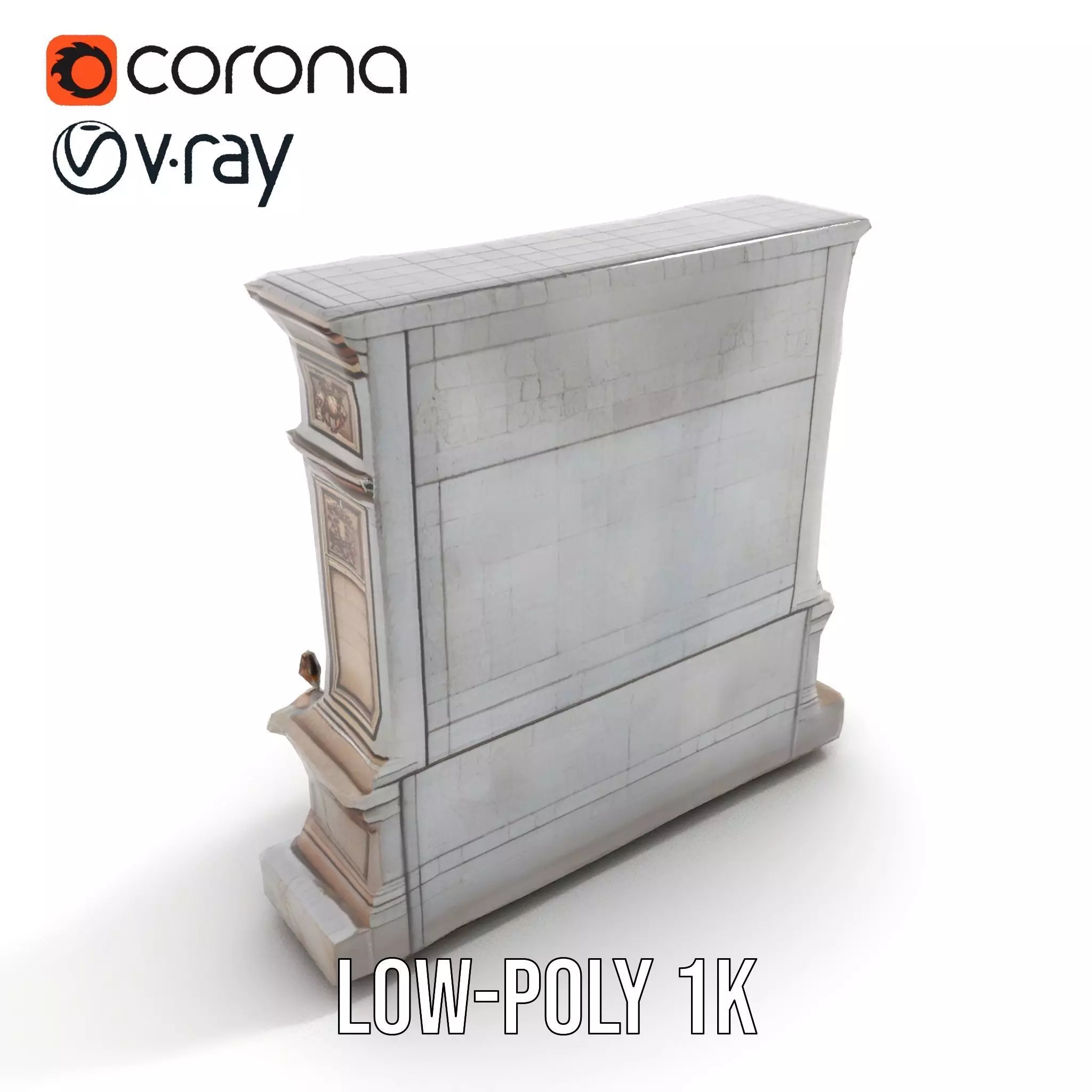 Ornate Fountain Sculpture model pack Low-poly 3D model_9