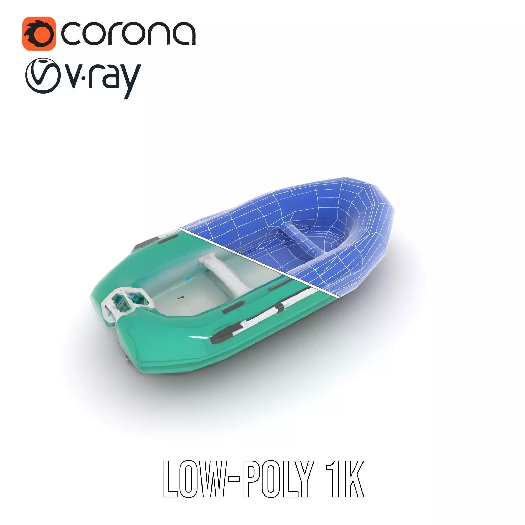 Emerald Inflatable Boat model pack Low-poly 3D model_19