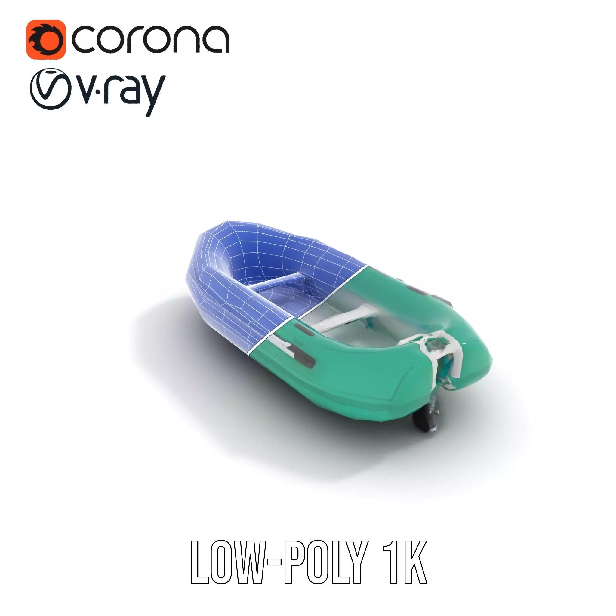 Emerald Inflatable Boat model pack Low-poly 3D model_22