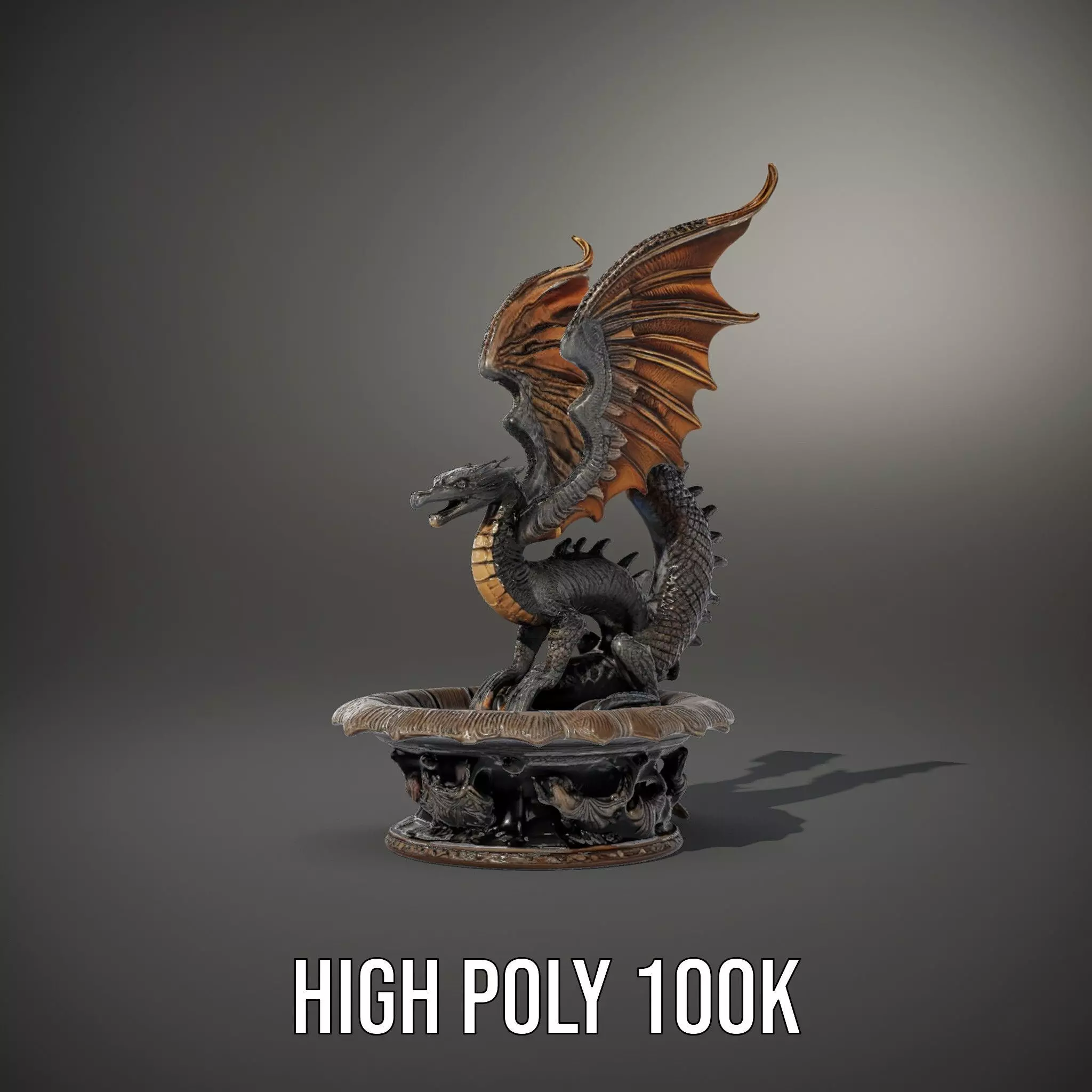 Majestic Dragon Fountain model pack Low-poly 3D model_10