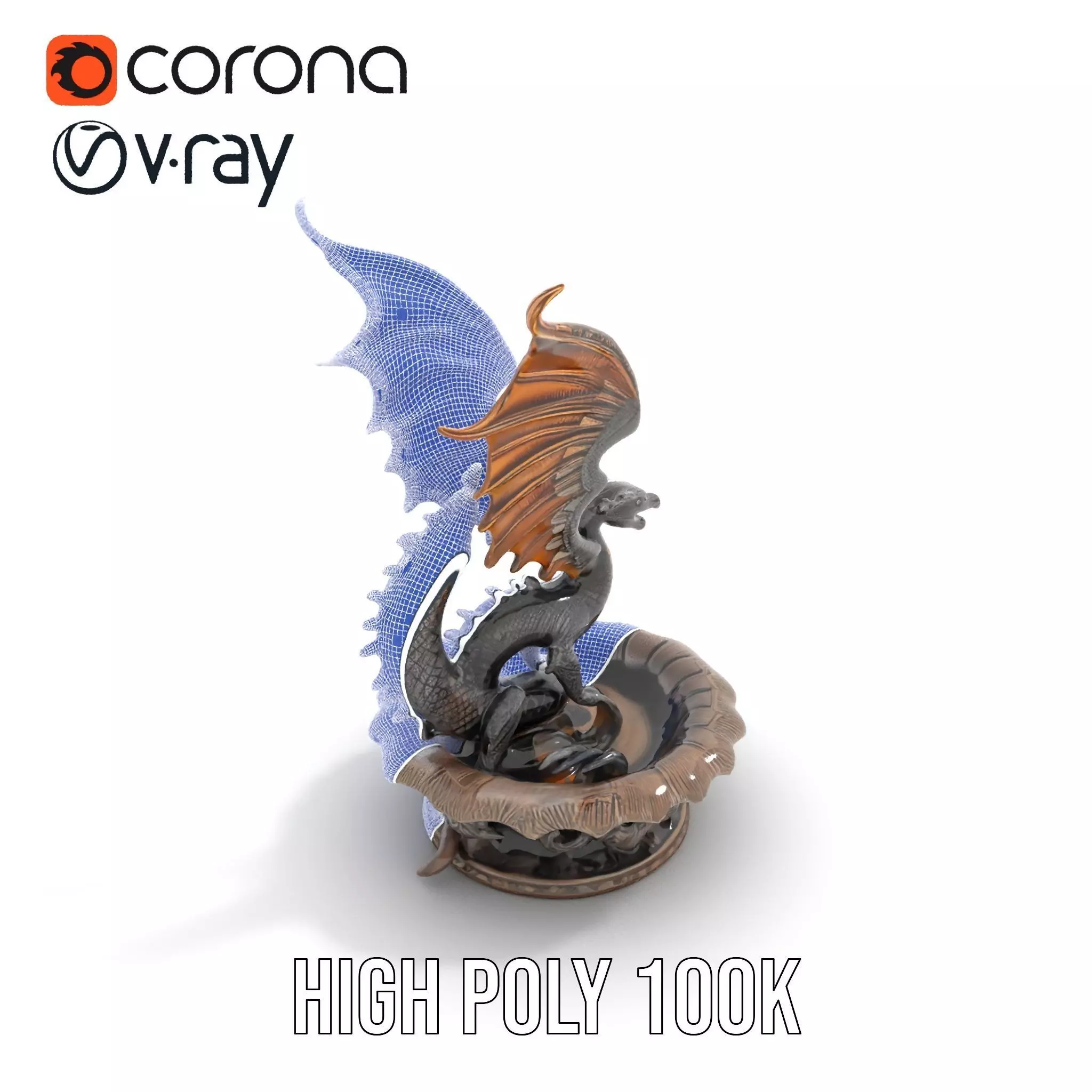 Majestic Dragon Fountain model pack Low-poly 3D model_34
