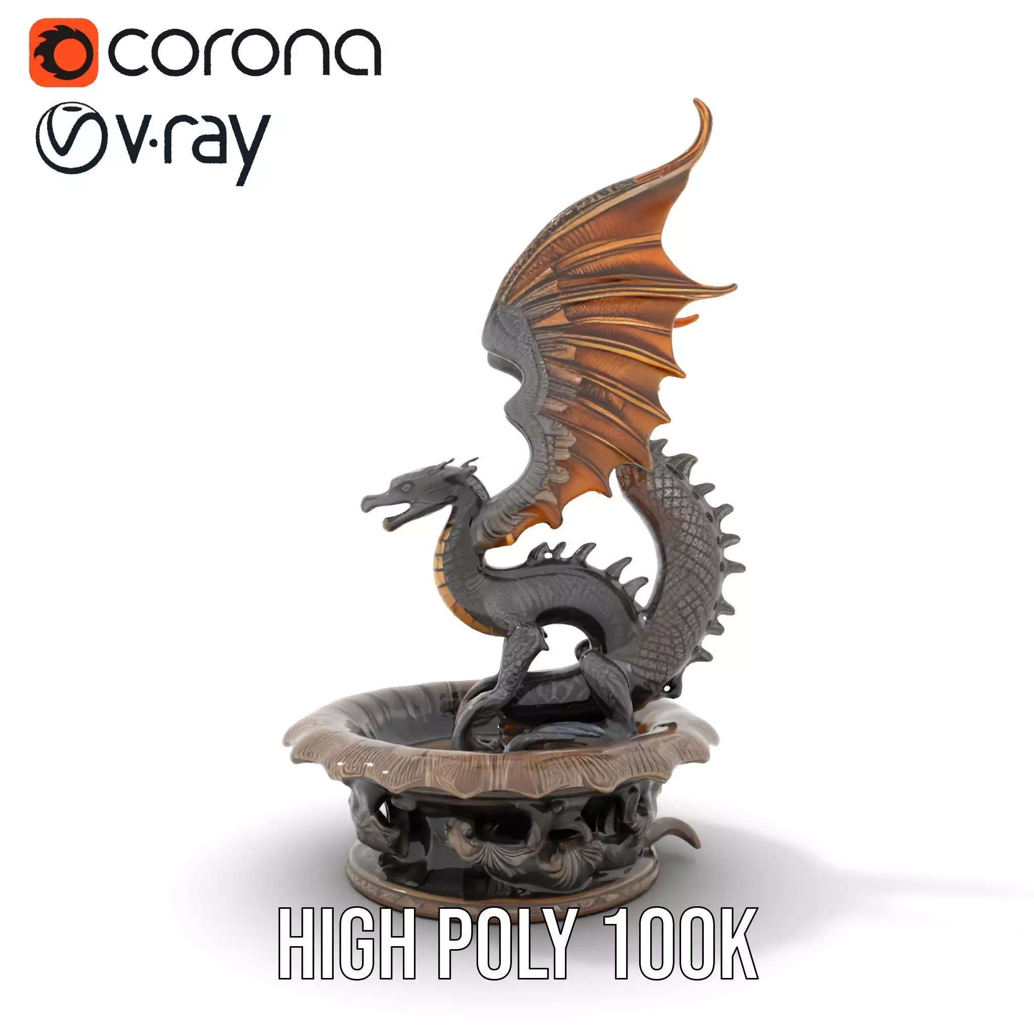 Majestic Dragon Fountain model pack Low-poly 3D model_23