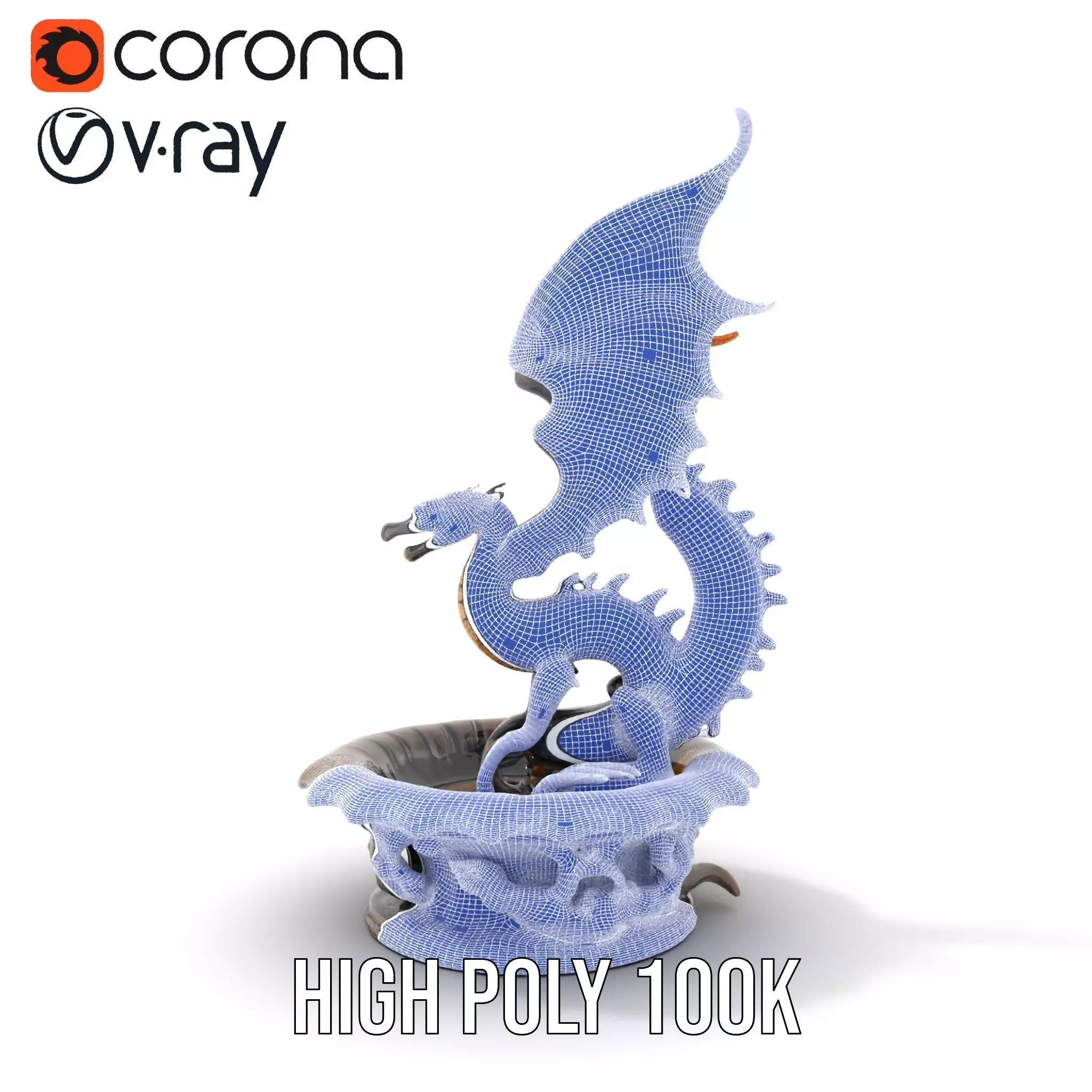 Majestic Dragon Fountain model pack Low-poly 3D model_32