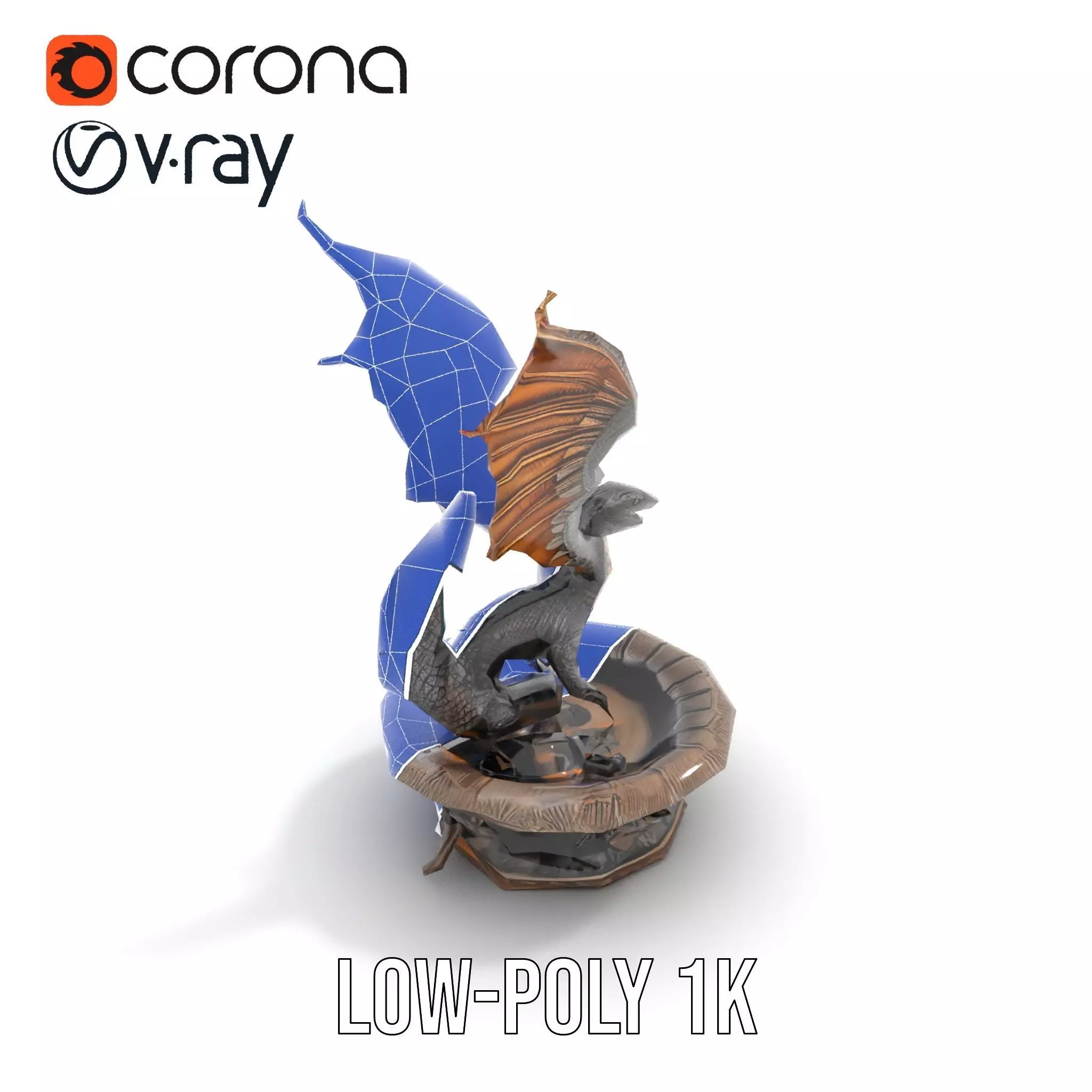 Majestic Dragon Fountain model pack Low-poly 3D model_20
