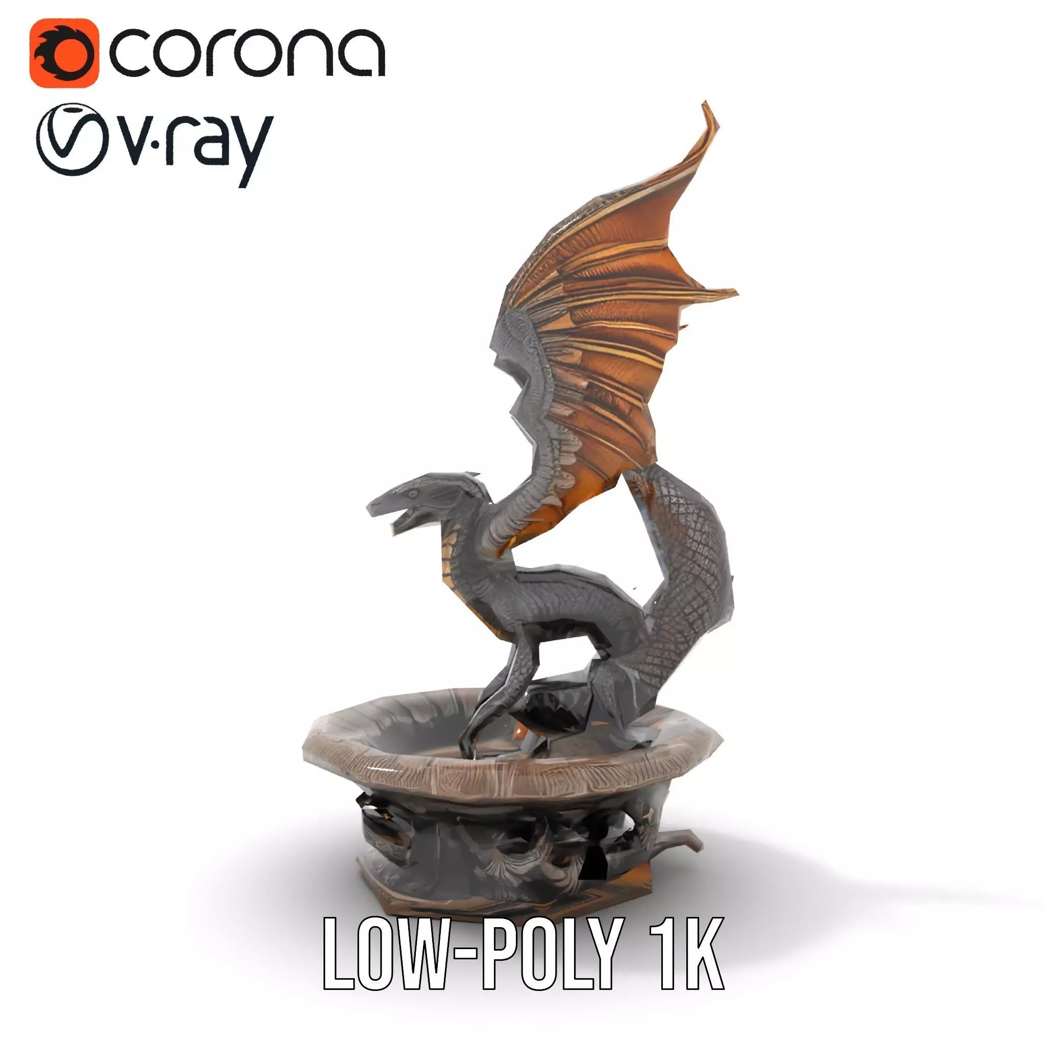 Majestic Dragon Fountain model pack Low-poly 3D model_22