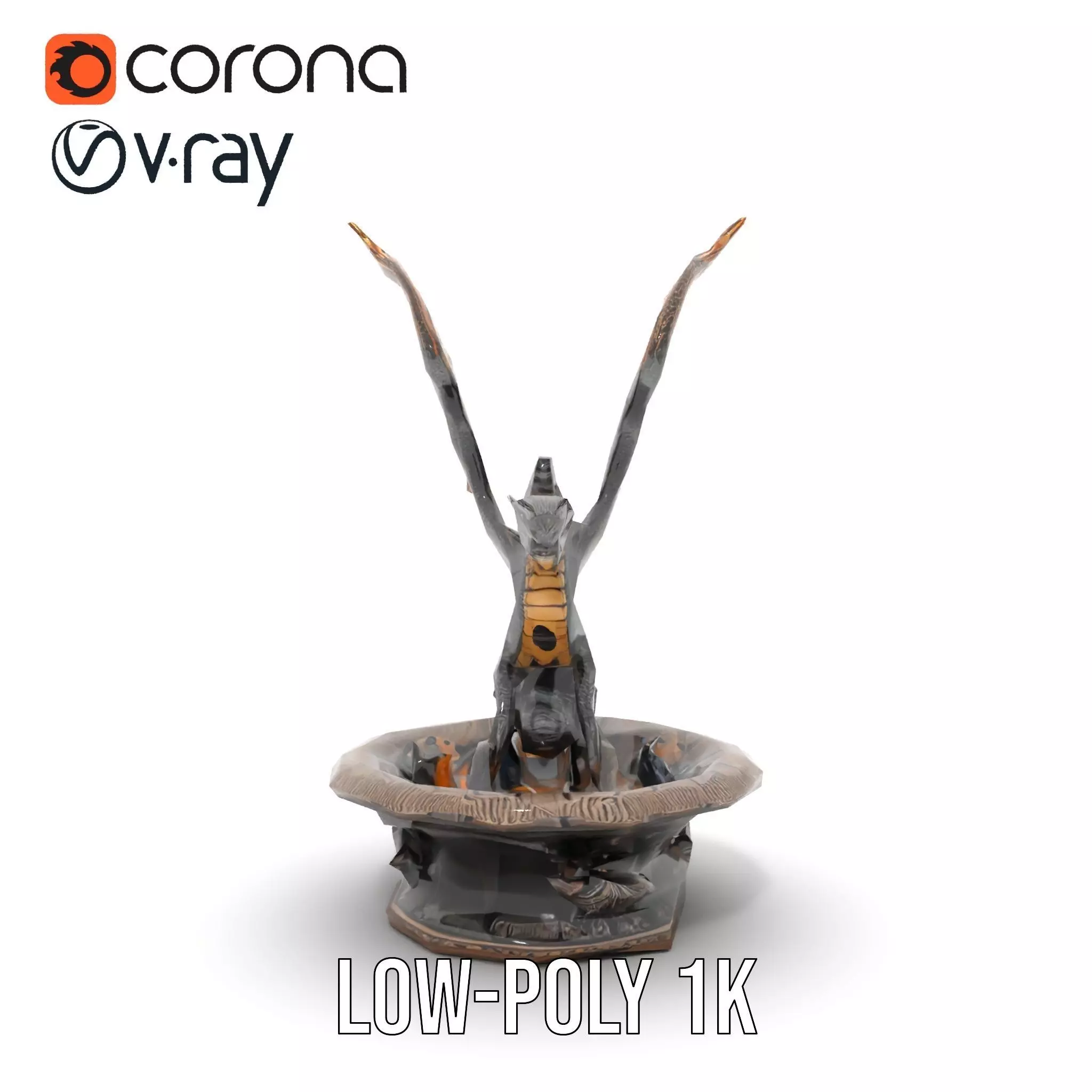 Majestic Dragon Fountain model pack Low-poly 3D model_28