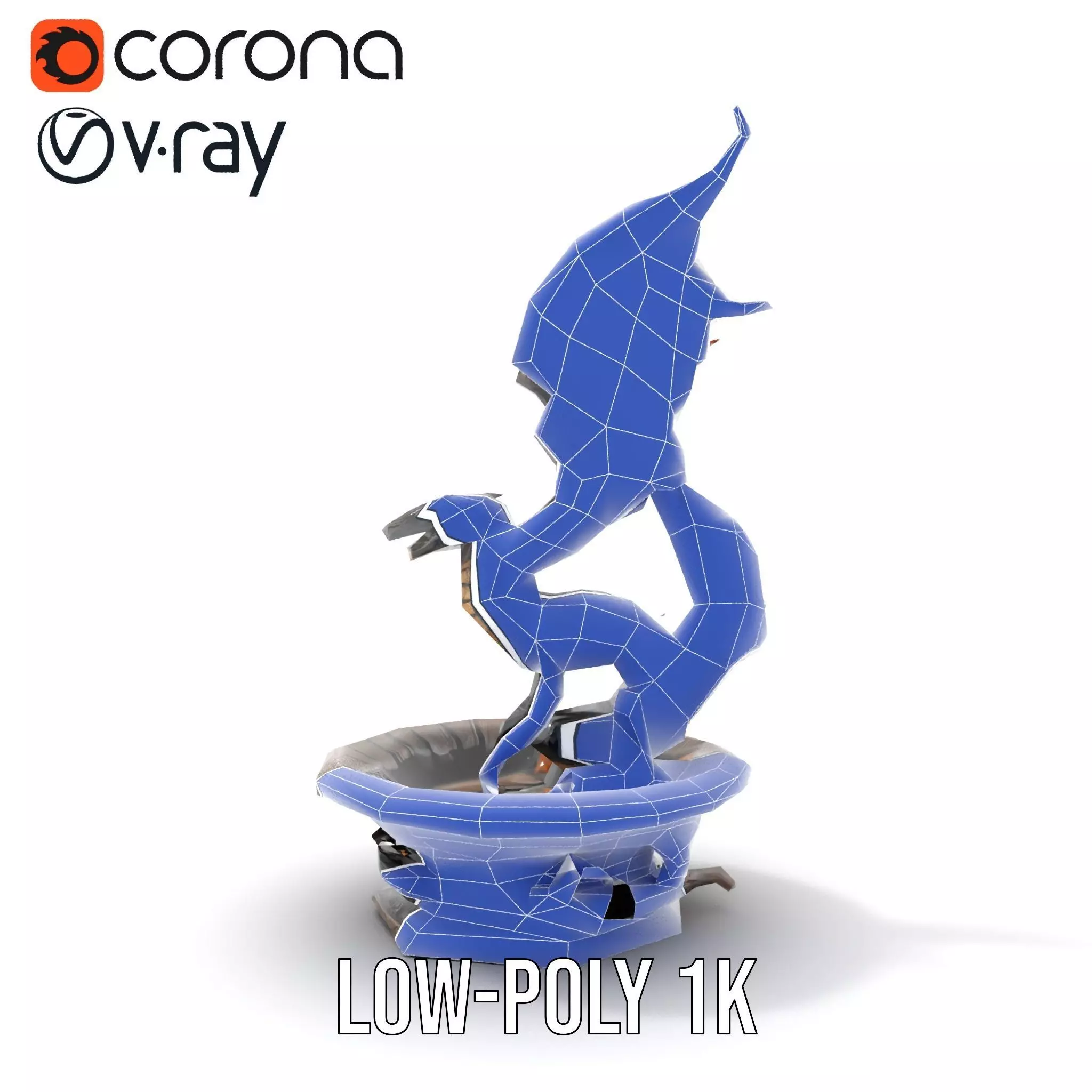 Majestic Dragon Fountain model pack Low-poly 3D model_31