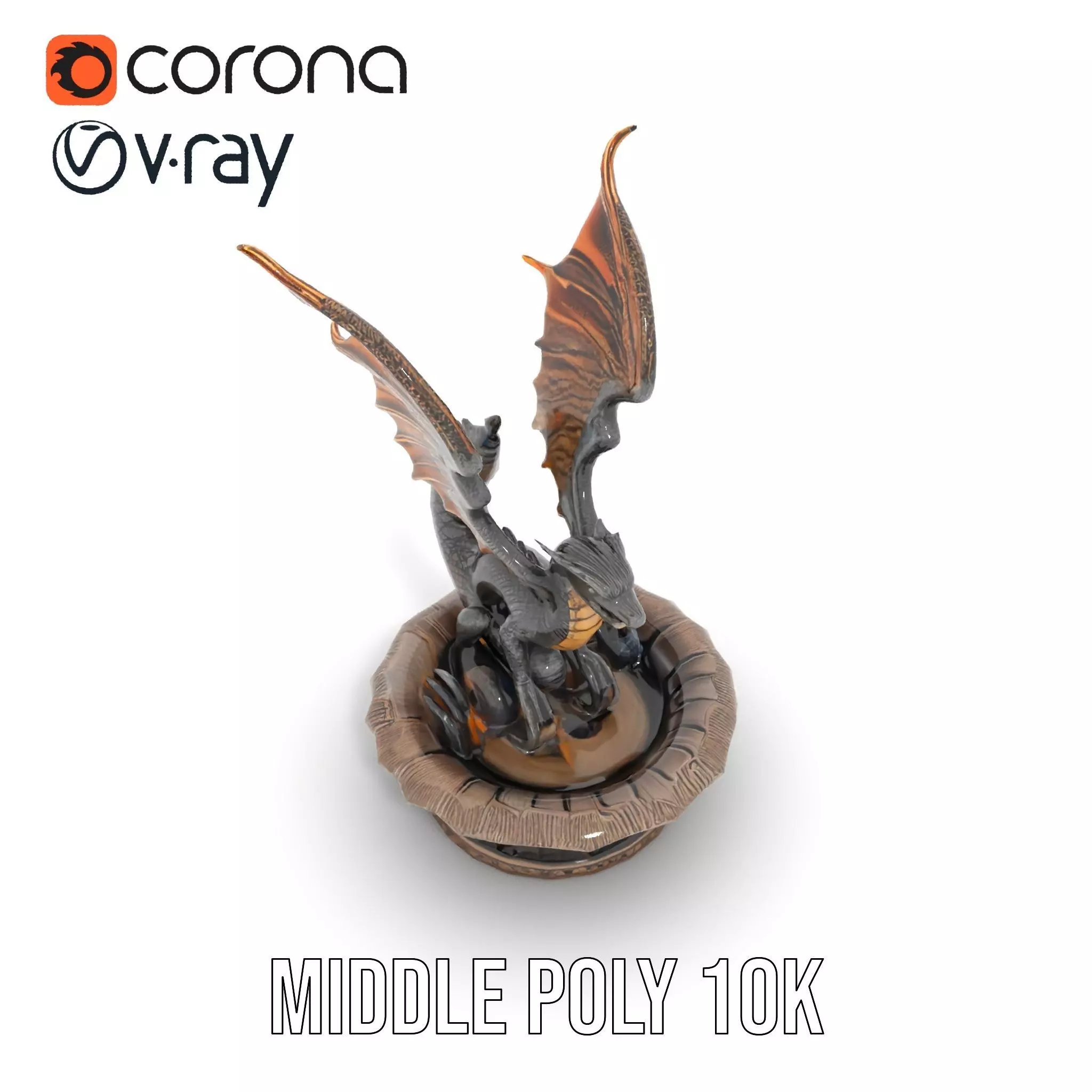 Majestic Dragon Fountain model pack Low-poly 3D model_13