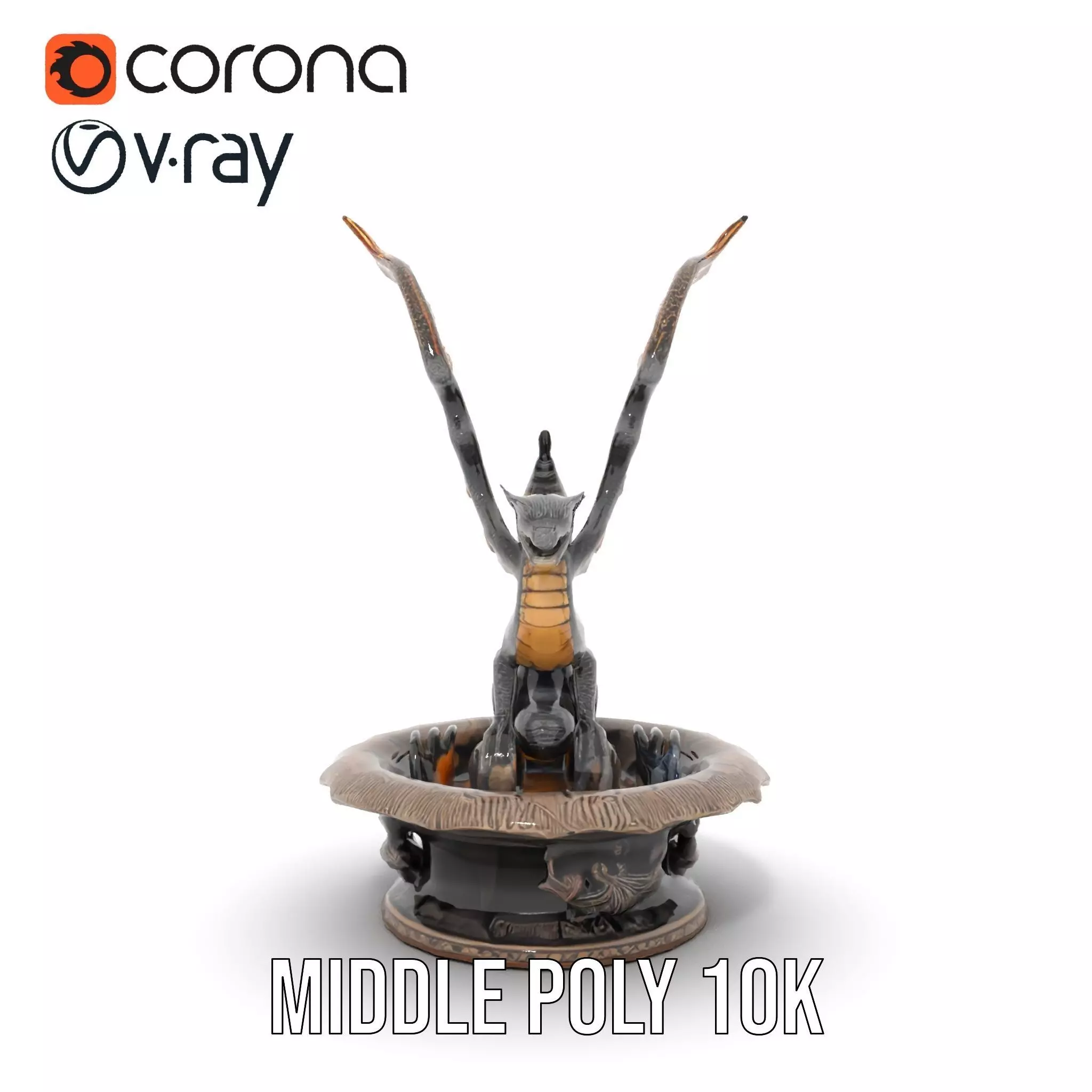 Majestic Dragon Fountain model pack Low-poly 3D model_6