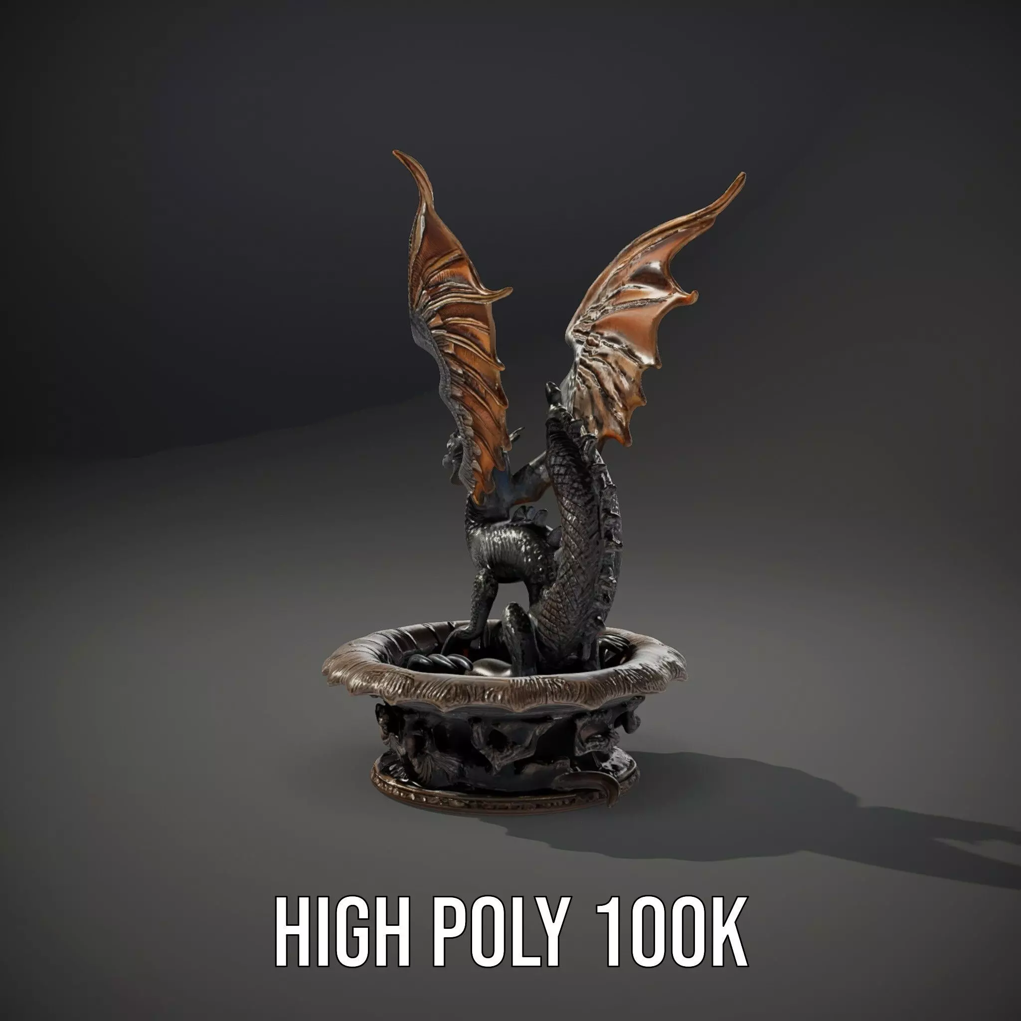 Majestic Dragon Fountain model pack Low-poly 3D model_8